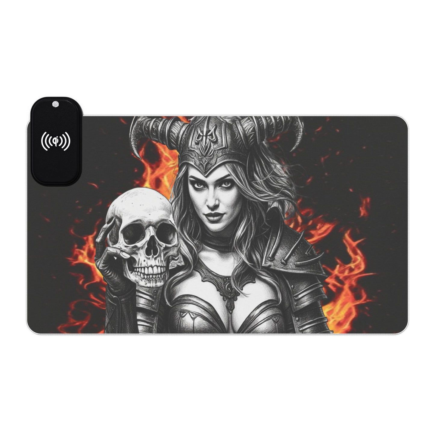 Valkyrie LED Gaming Mouse Pad with Wireless Charging — Valkyrie Skull Design