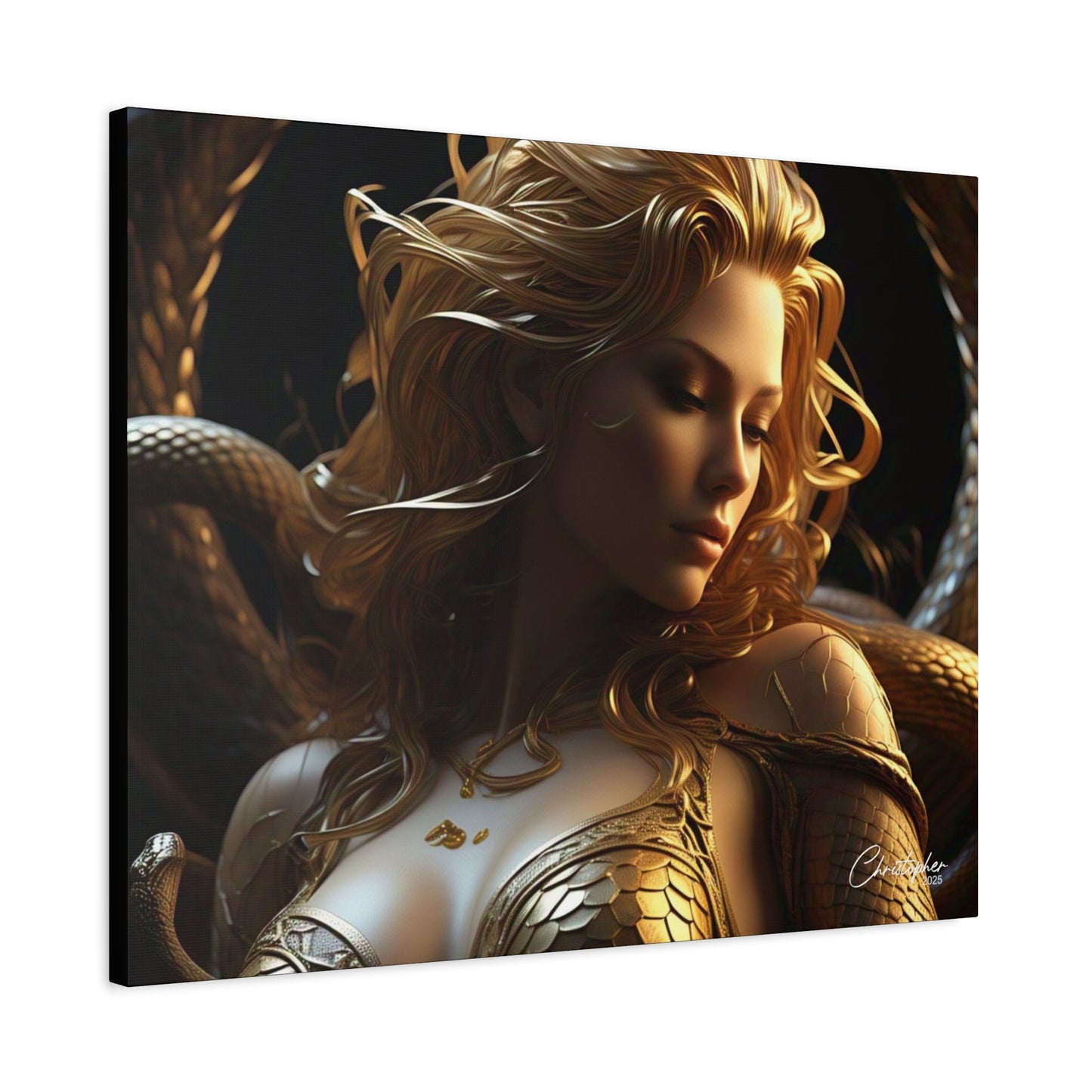 Fantasy Art Canvas Print - Serpent Goddess Home Decor