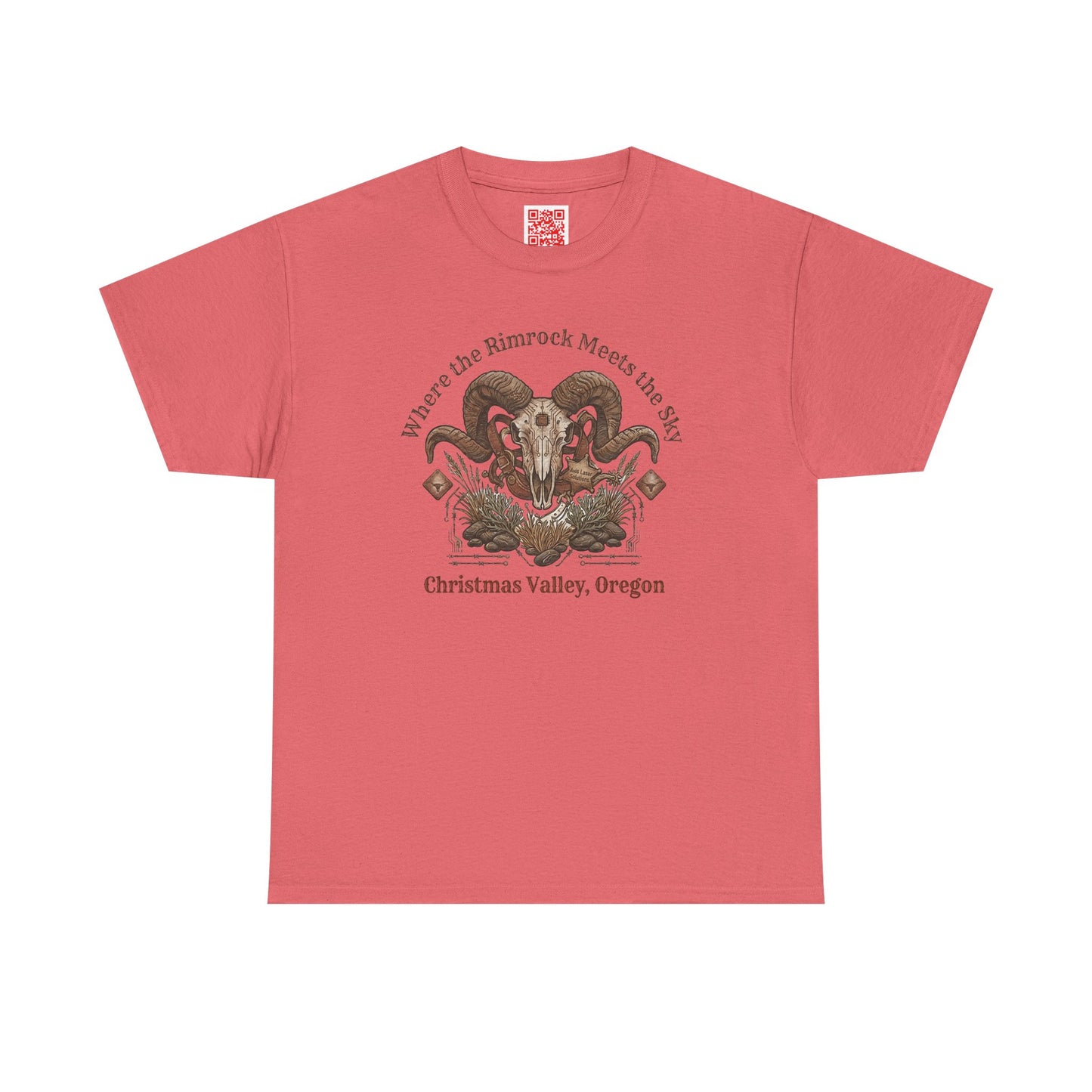 Ram Skull Graphic Tee Double Sided no background on the Back — Christmas Valley, Oregon Vintage Western T-Shirt