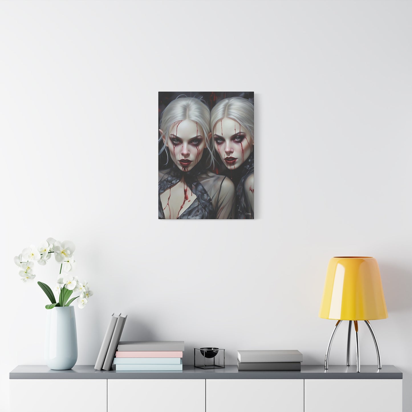 Gothic Canvas Art Print, Dark Fantasy Wall Decor, Horror Art, Halloween Home Decor, Vampire Artwork, Unique Gift for Spooky Season