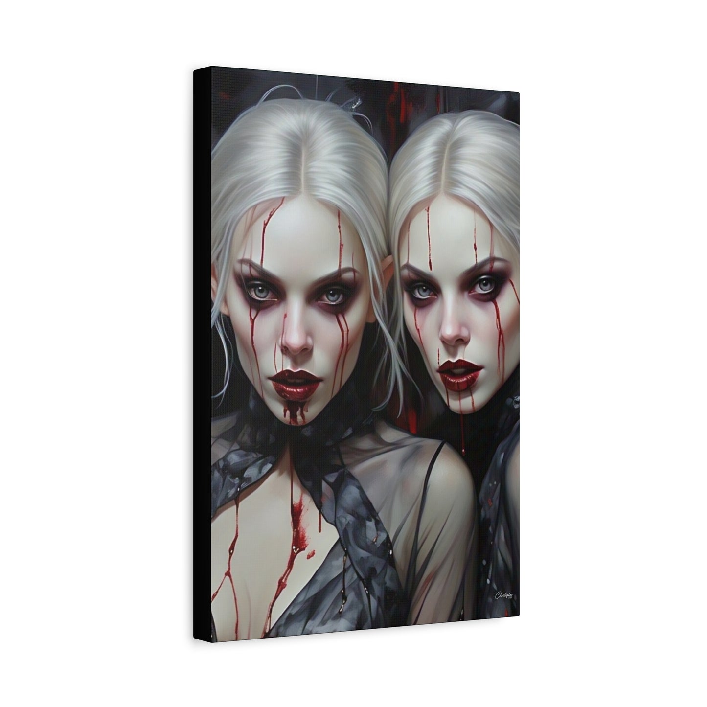 Gothic Canvas Art Print, Dark Fantasy Wall Decor, Horror Art, Halloween Home Decor, Vampire Artwork, Unique Gift for Spooky Season