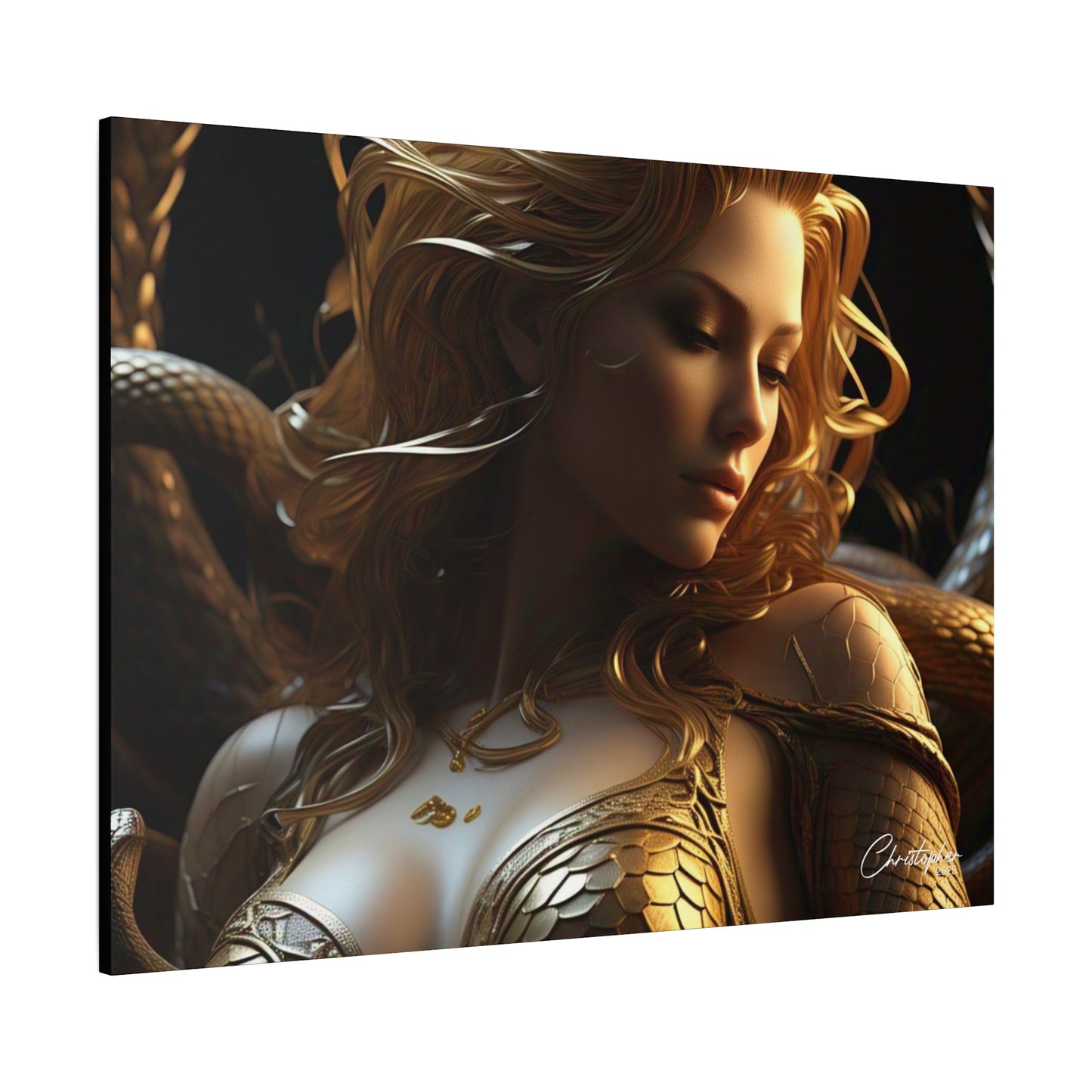 Fantasy Art Canvas Print - Serpent Goddess Home Decor