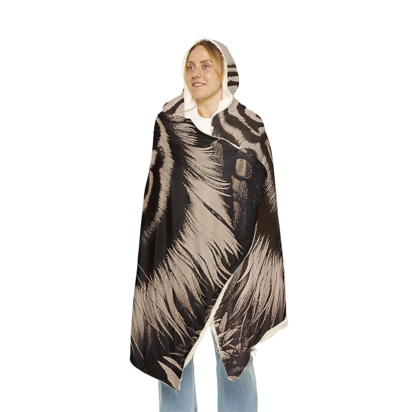 Cozy Tiger Hooded Snuggle Blanket | Warm Throw for Chill Nights, Gifts for Animal Lovers, Home Decor, Fall Comfort