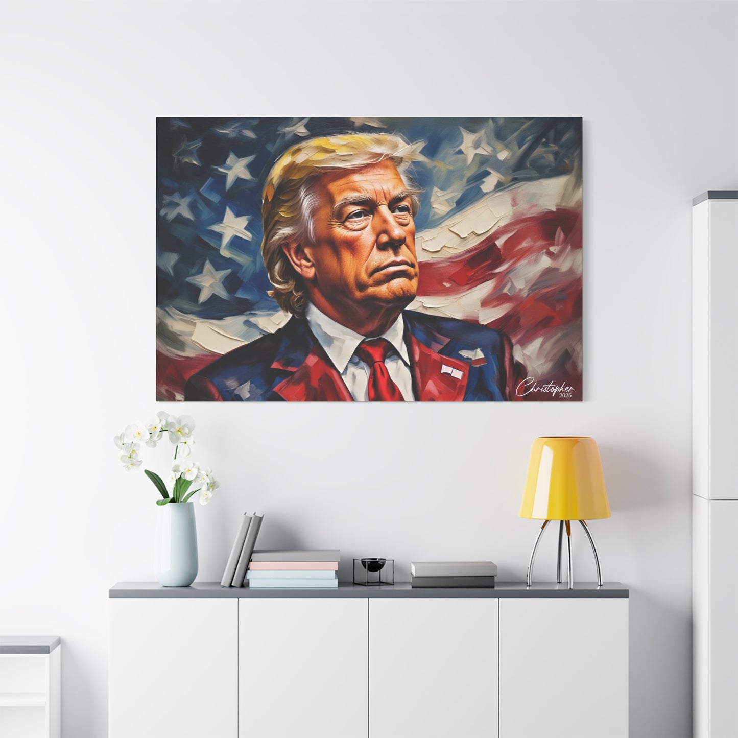Patriotic Canvas Art, Stretched Wall Decor, Home Office, Gifts for Republicans, Political Enthusiasts, Americana Artwork