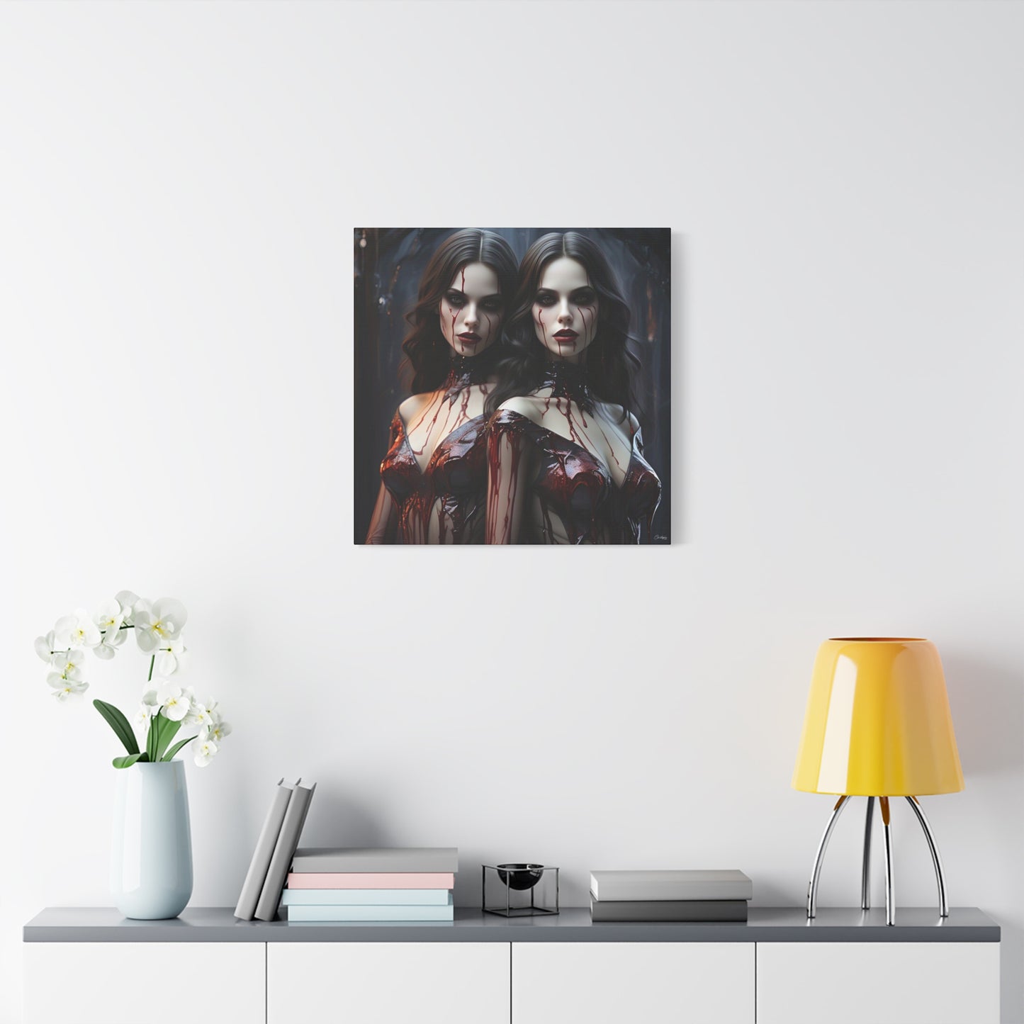 Gothic Vampire Canvas Art, Wall Decor, Horror Artwork, Halloween Home Decor, Spooky Room Accent, Unique Gift Idea