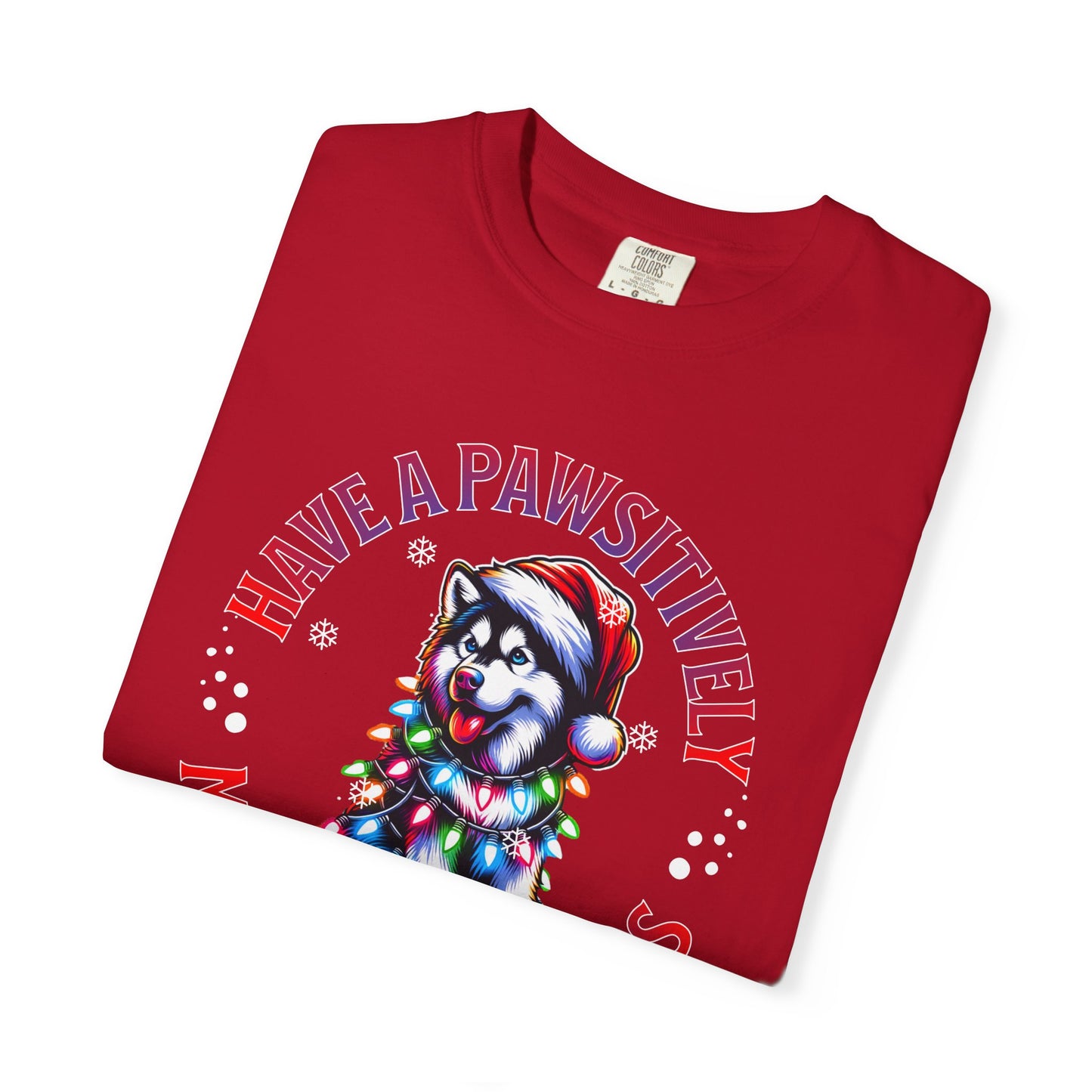 Christmas Husky T-Shirt — "Have a Paws-itively Merry Christmas" Holiday Tee