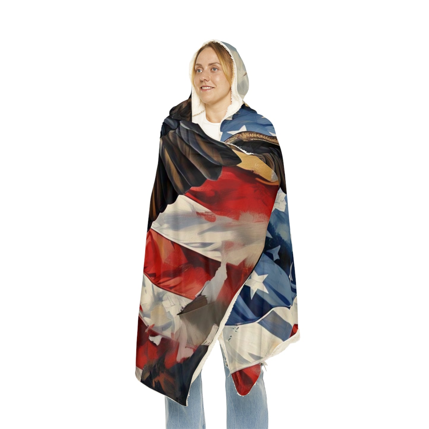 Patriotic Snuggle Blanket with Eagle Design, Cozy Throw Blanket, American Flag Blanket, Gift for Veterans, Home Decor, Camping Blanket