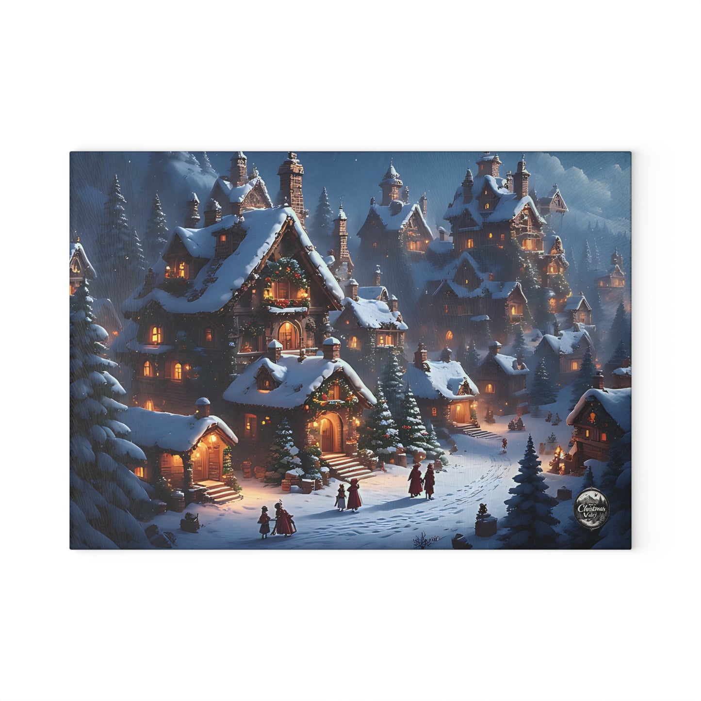 Festive Winter Wonderland Glass Cutting Board | Christmas Kitchen Decor, Holiday Gift, Home & Hearth, Unique Serving Tray, Culinary Art