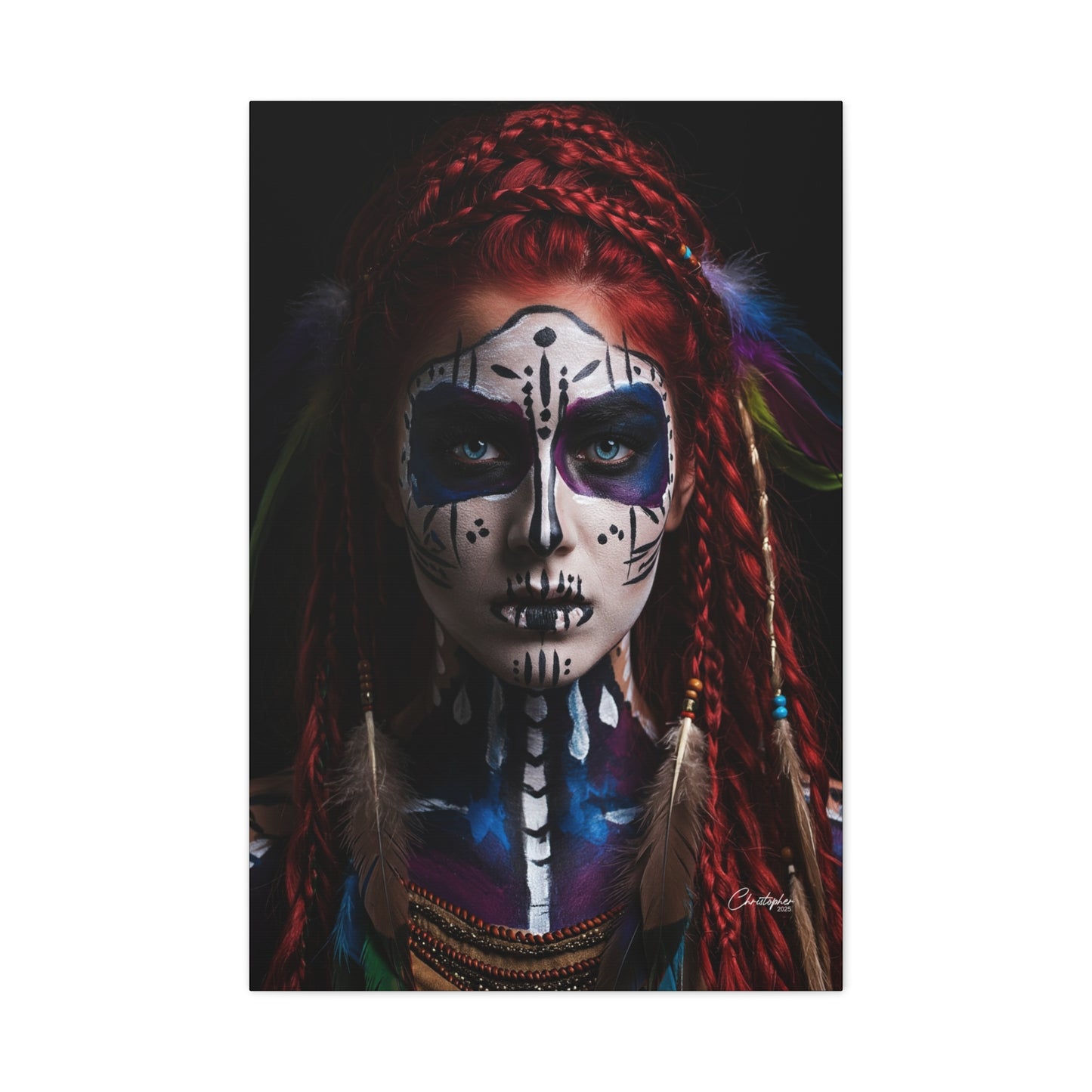 Colorful Tribal Art Canvas Print - Bohemian Home Decor