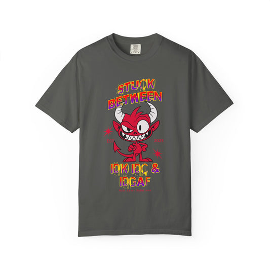 Vivid Graphic Tee with Playful Devil Design, Unisex Casual T-shirt, Perfect for Halloween & Fun Events, Gift for Friends, Trendy Streetwear