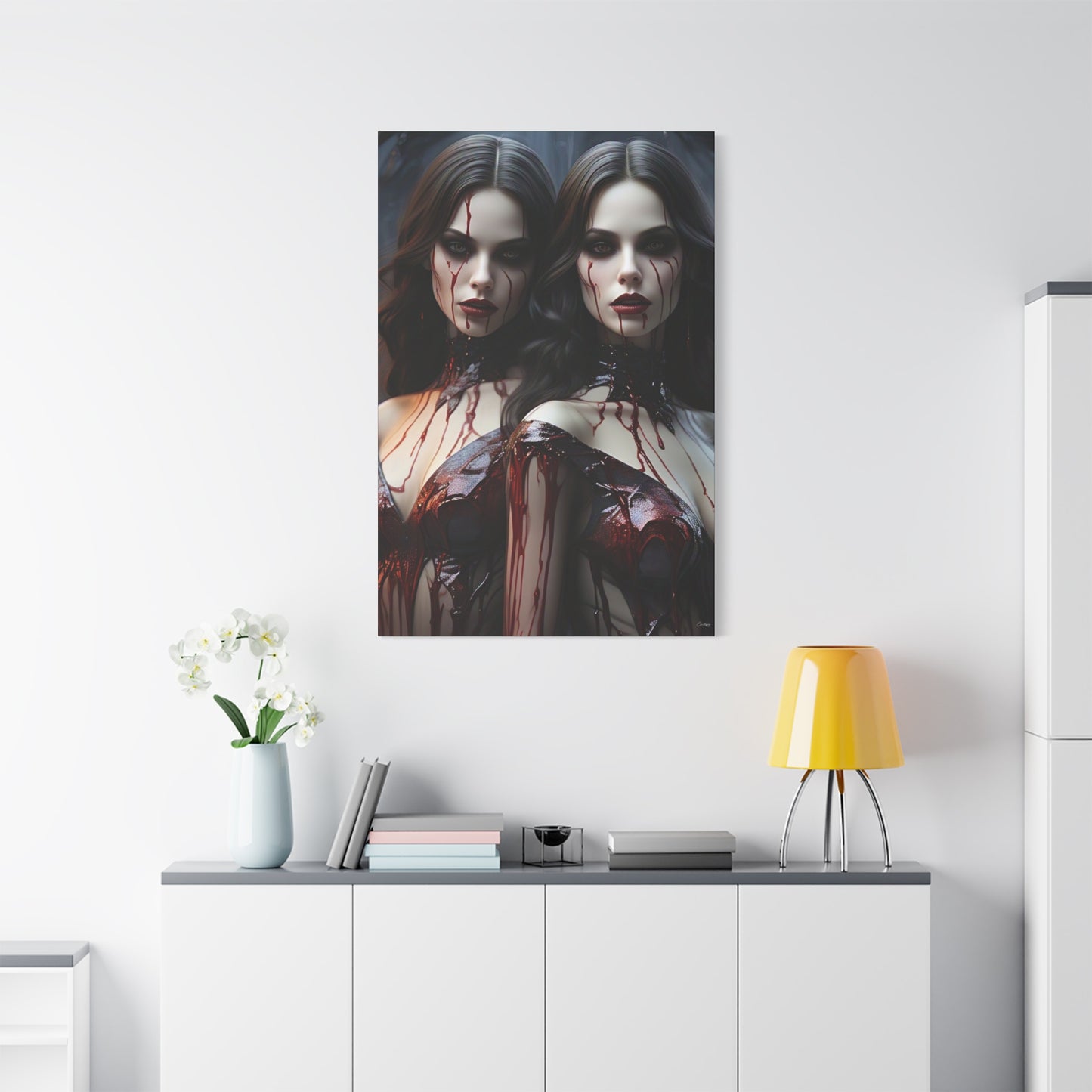 Gothic Vampire Canvas Art, Wall Decor, Horror Artwork, Halloween Home Decor, Spooky Room Accent, Unique Gift Idea