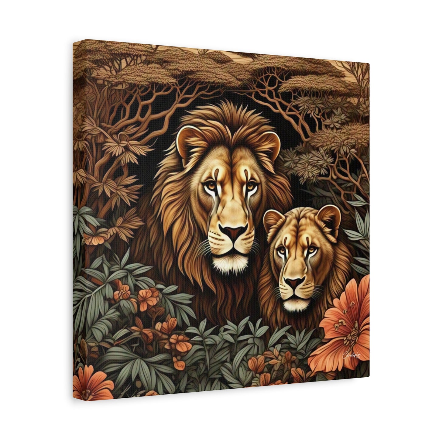 Majestic Lion Family Canvas Wall Art, Animal Lovers Decor, Wildlife Home Accent, Gift for Nature Enthusiasts, Meaningful Family Art