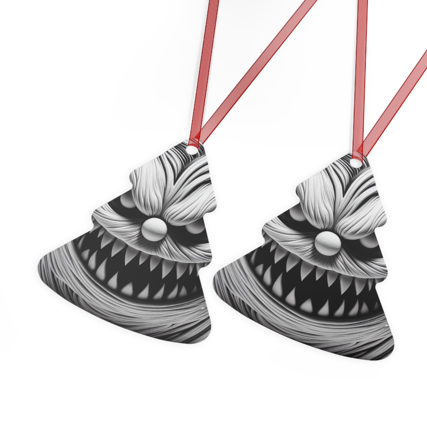 Scary Monster Bell Metal Ornament — Creepy Black & White Holiday Decor