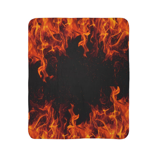 Cozy Flaming Fleece Sherpa Blanket, Perfect for Movie Nights, Camping, Home Decor, Gift for Him, Cozy Winter Accessory