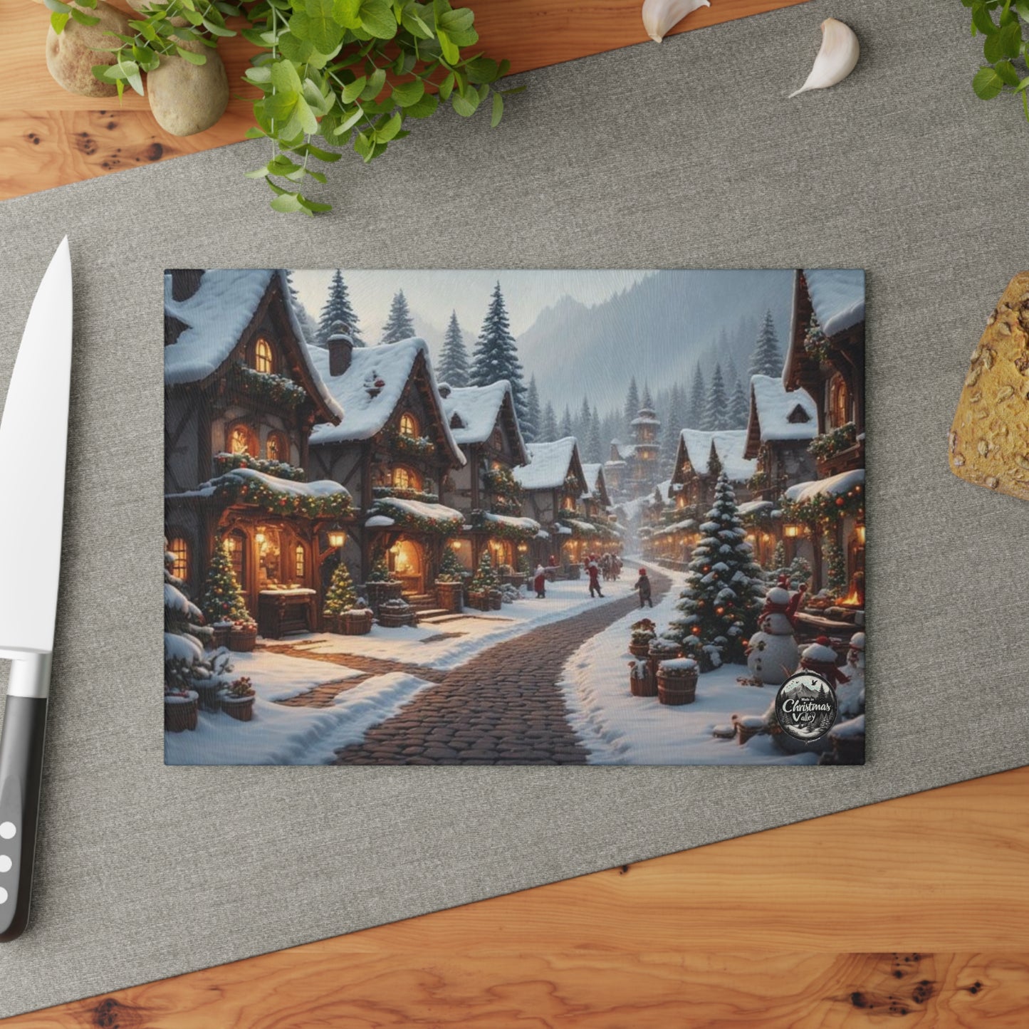 Winter Wonderland Glass Cutting Board | Holiday Kitchen Decor, Christmas Gift, Cooking Accessory, Rustic Home Decor