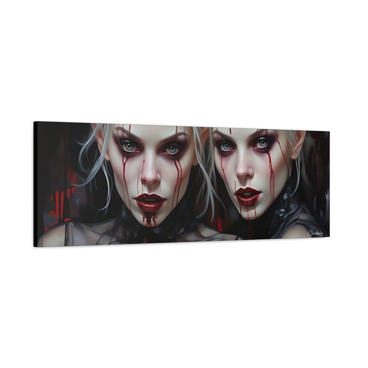 Gothic Canvas Art Print, Dark Fantasy Wall Decor, Horror Art, Halloween Home Decor, Vampire Artwork, Unique Gift for Spooky Season