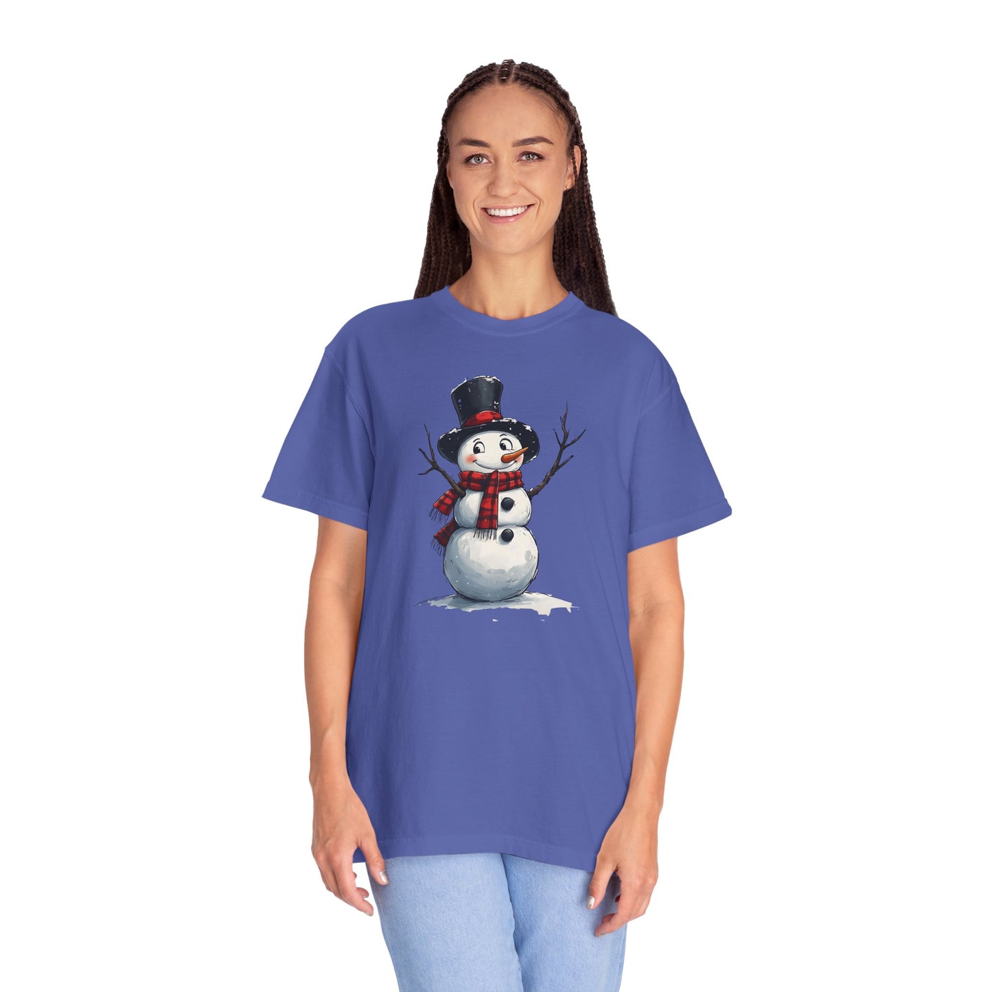 Snowman Tee — Cute Vintage Snowman with Scarf & Top Hat Holiday T-Shirt