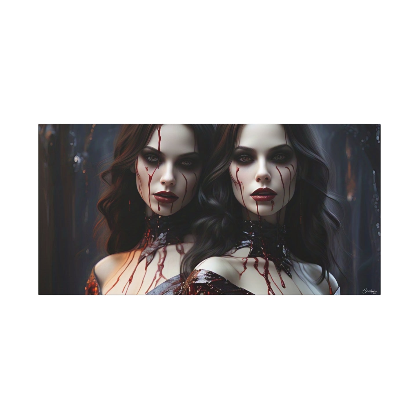 Gothic Vampire Canvas Art, Wall Decor, Horror Artwork, Halloween Home Decor, Spooky Room Accent, Unique Gift Idea