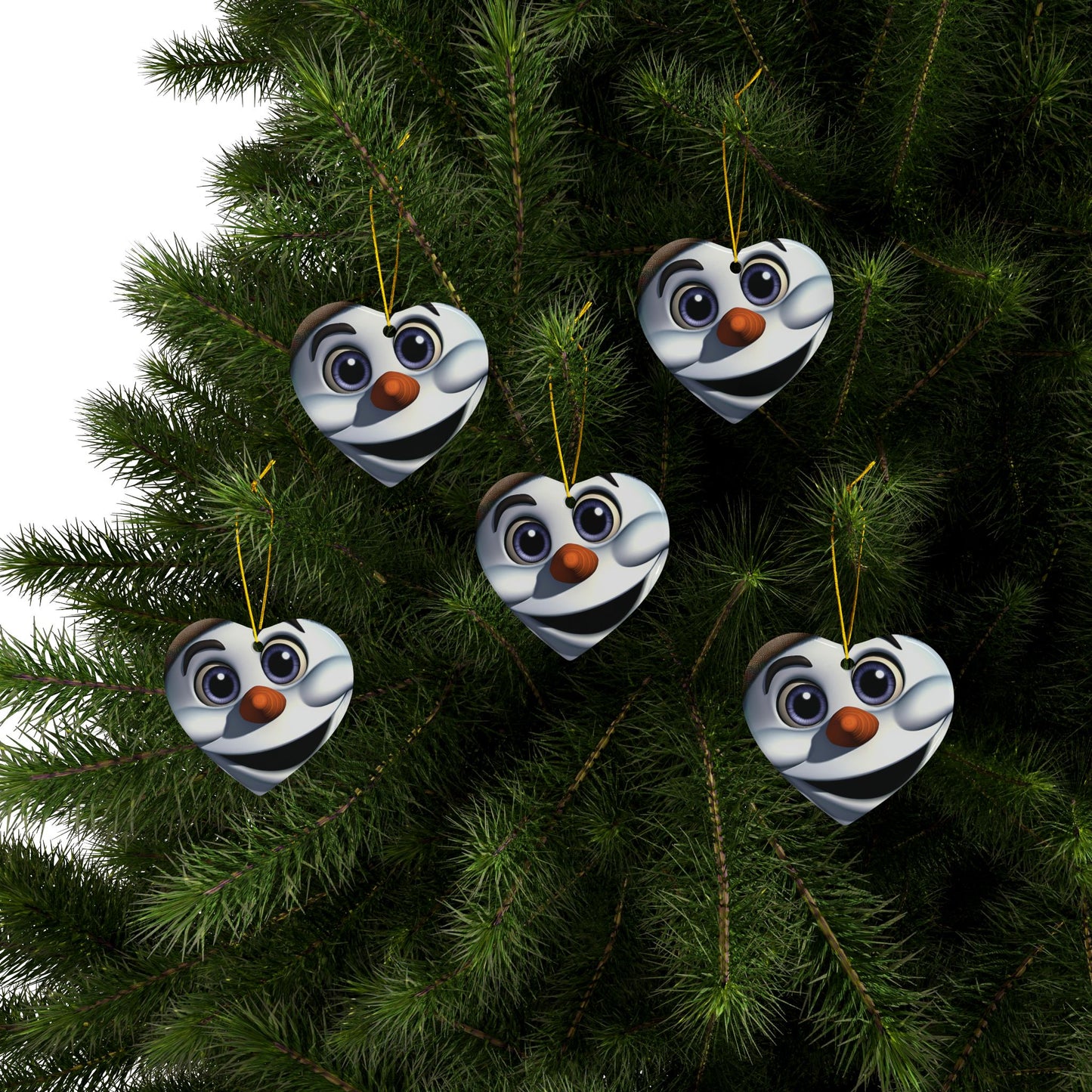 Snowman Face Ceramic Ornament — Cute Holiday Tree Decoration, Double-Sided