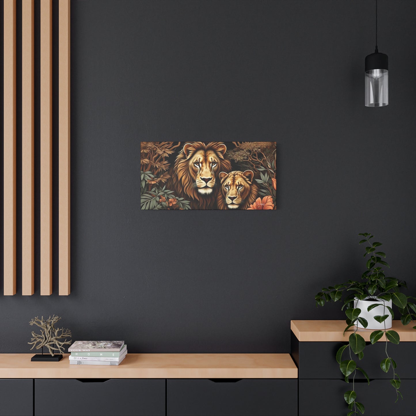 Majestic Lion Family Canvas Wall Art, Animal Lovers Decor, Wildlife Home Accent, Gift for Nature Enthusiasts, Meaningful Family Art