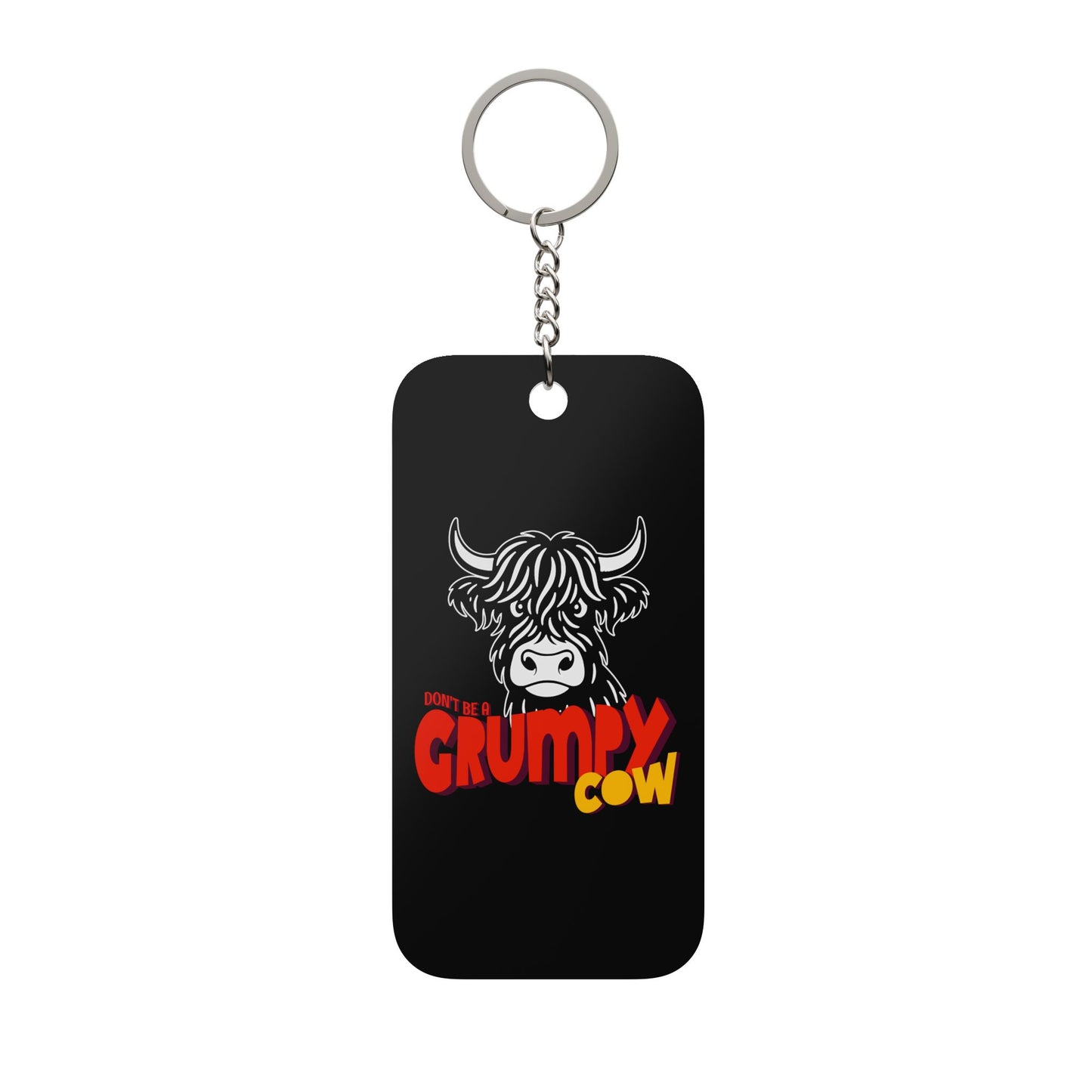 Grumpy Cow Keychain Charm — Funny Double-Sided Farm Animal Keyring