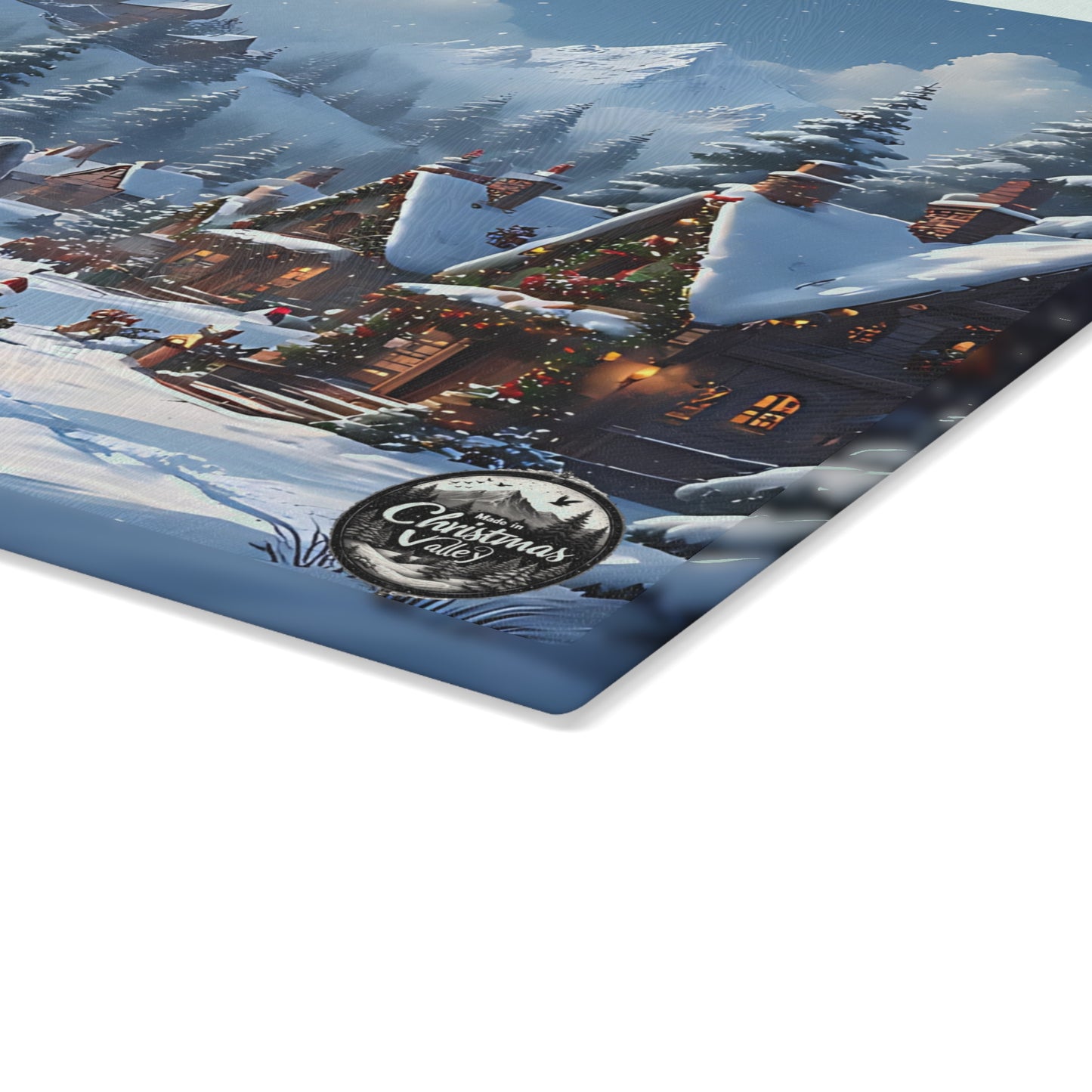 Winter Wonderland Glass Cutting Board, Holiday Kitchen Decor, Christmas Gift, Unique Cooking Accessory, Seasonal Home Style