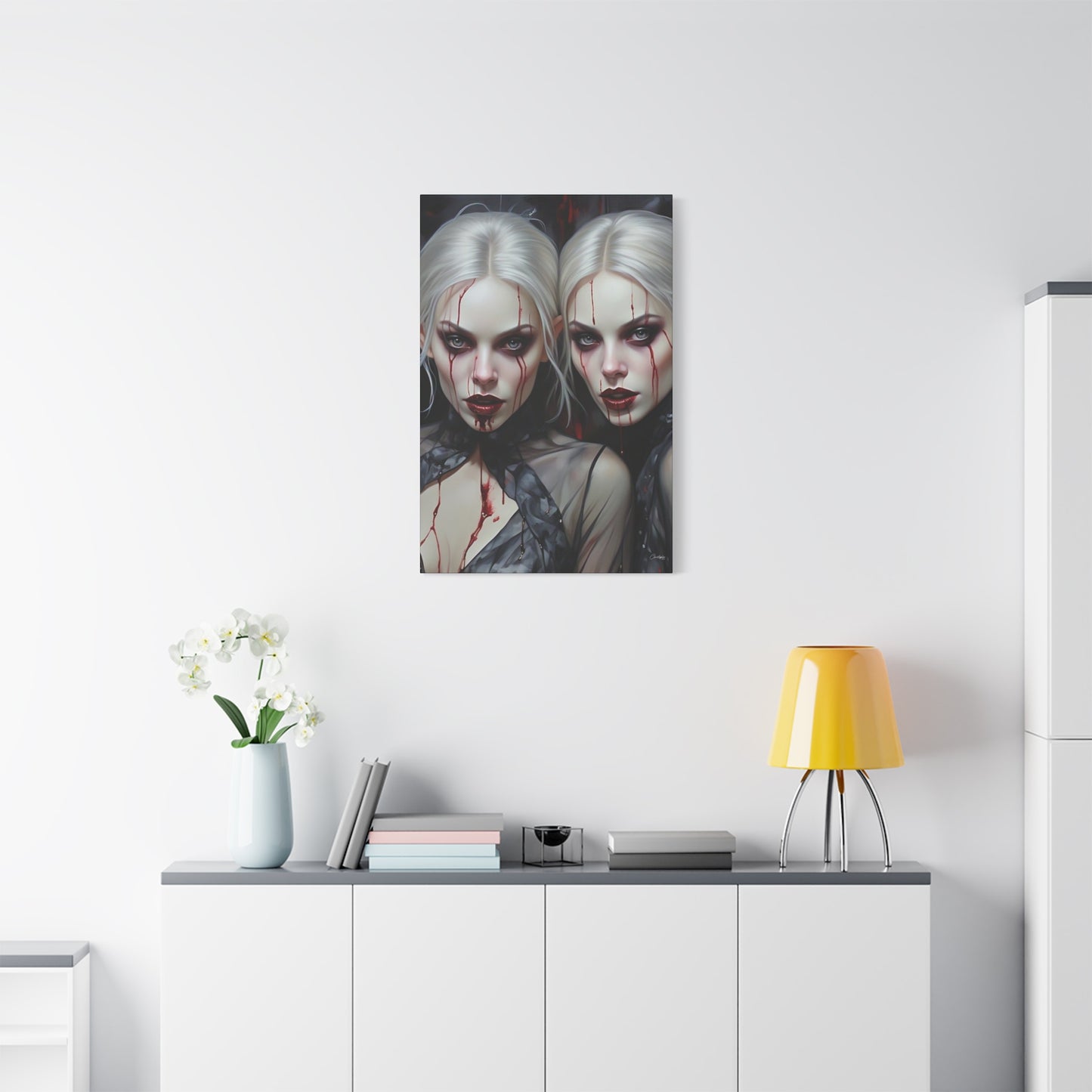 Gothic Canvas Art Print, Dark Fantasy Wall Decor, Horror Art, Halloween Home Decor, Vampire Artwork, Unique Gift for Spooky Season