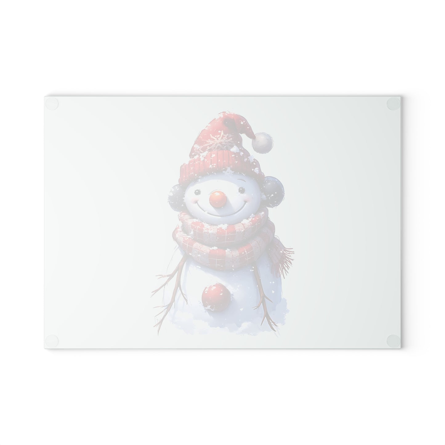 Winter Snowman Glass Cutting Board — Festive Holiday Kitchen Decor