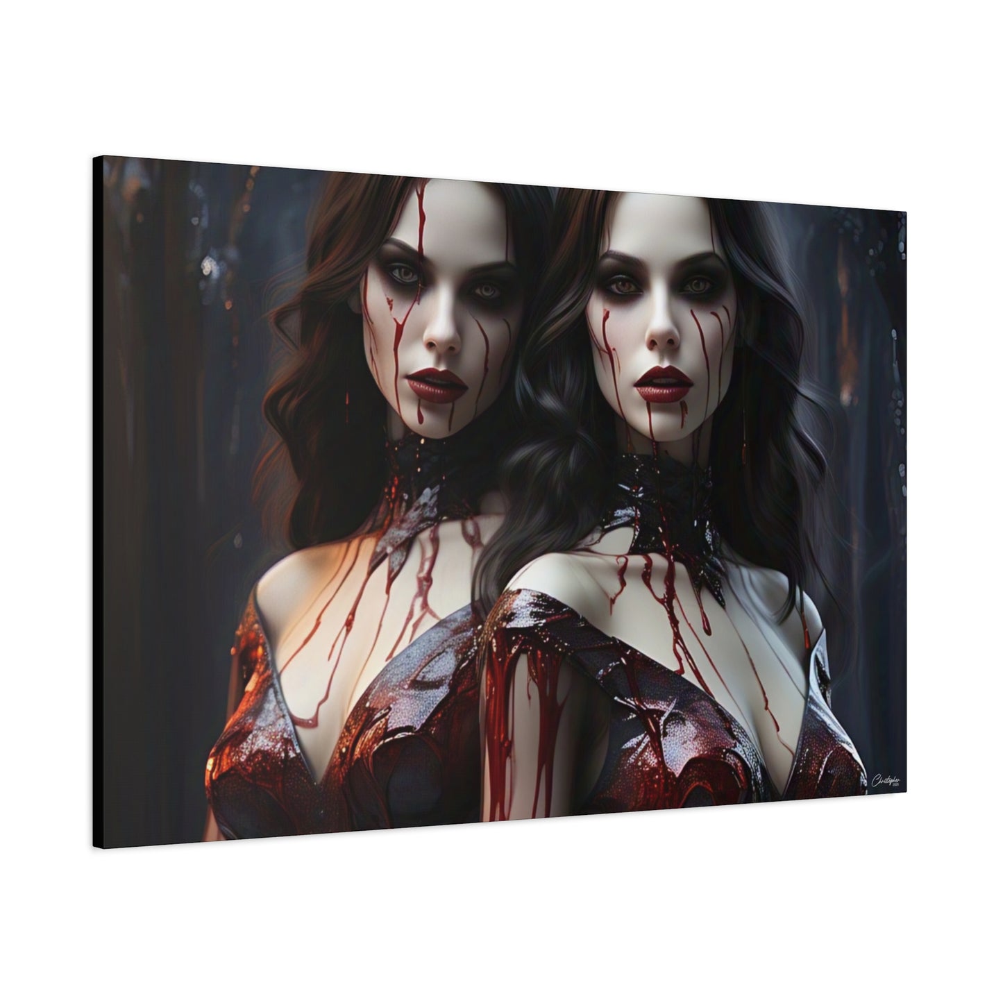 Gothic Vampire Canvas Art, Wall Decor, Horror Artwork, Halloween Home Decor, Spooky Room Accent, Unique Gift Idea