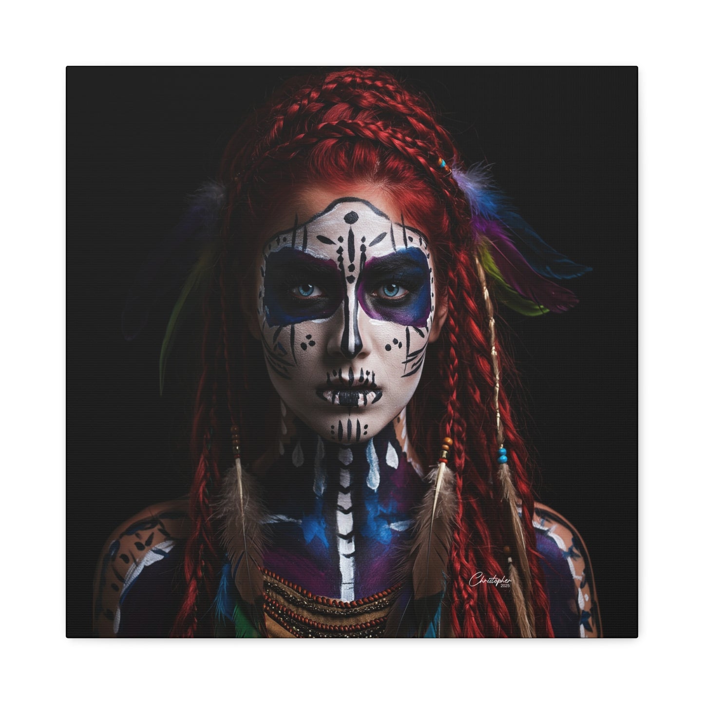 Colorful Tribal Art Canvas Print - Bohemian Home Decor