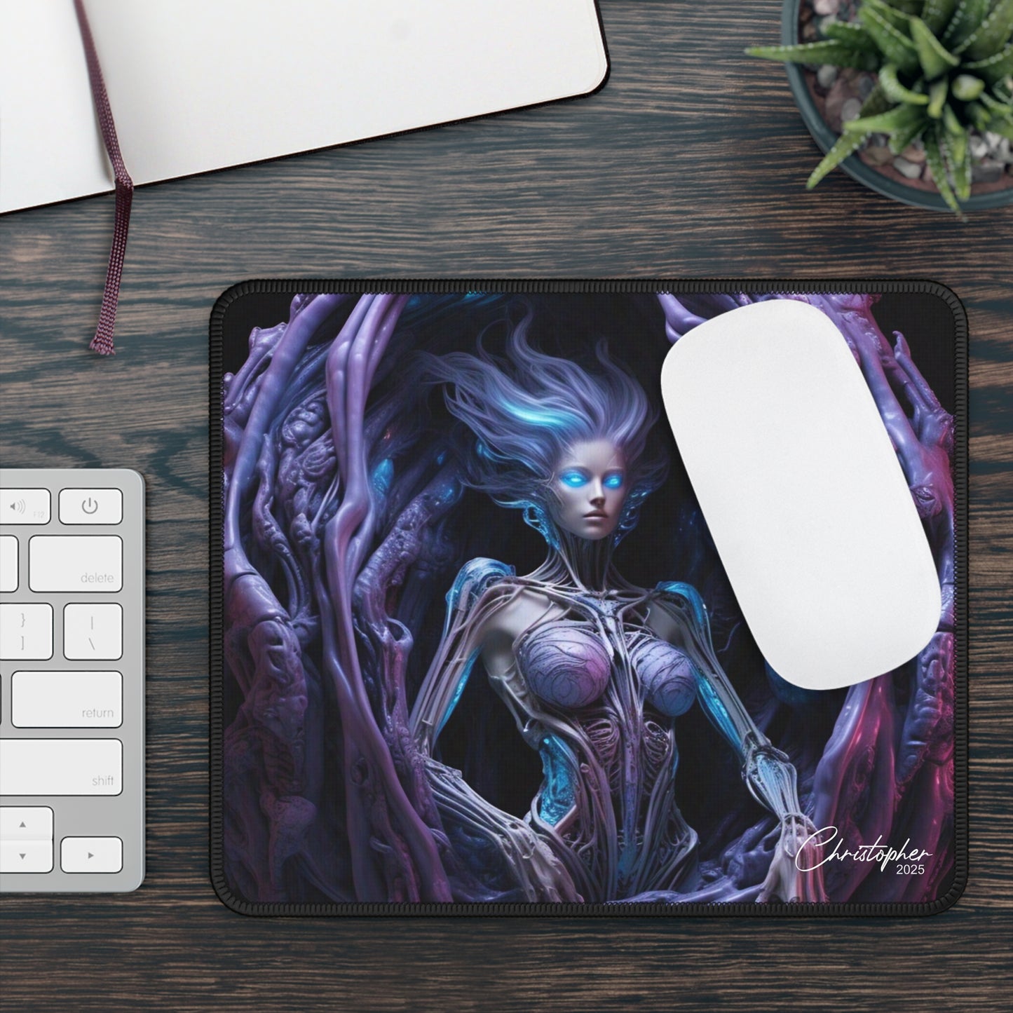 Futuristic Gaming Mouse Pad, Cyberpunk Desk Accessory, Cool Gamer Gift, Computer Mouse Mat, Gaming Setup Decor