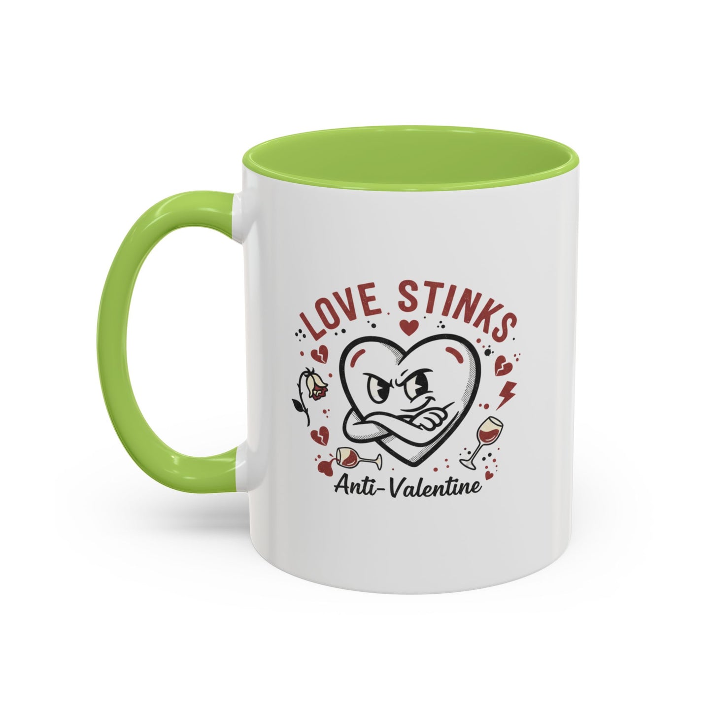 Coffee Mug — "Love Stinks" Anti-Valentine Heart Accent Mug (11/15oz)