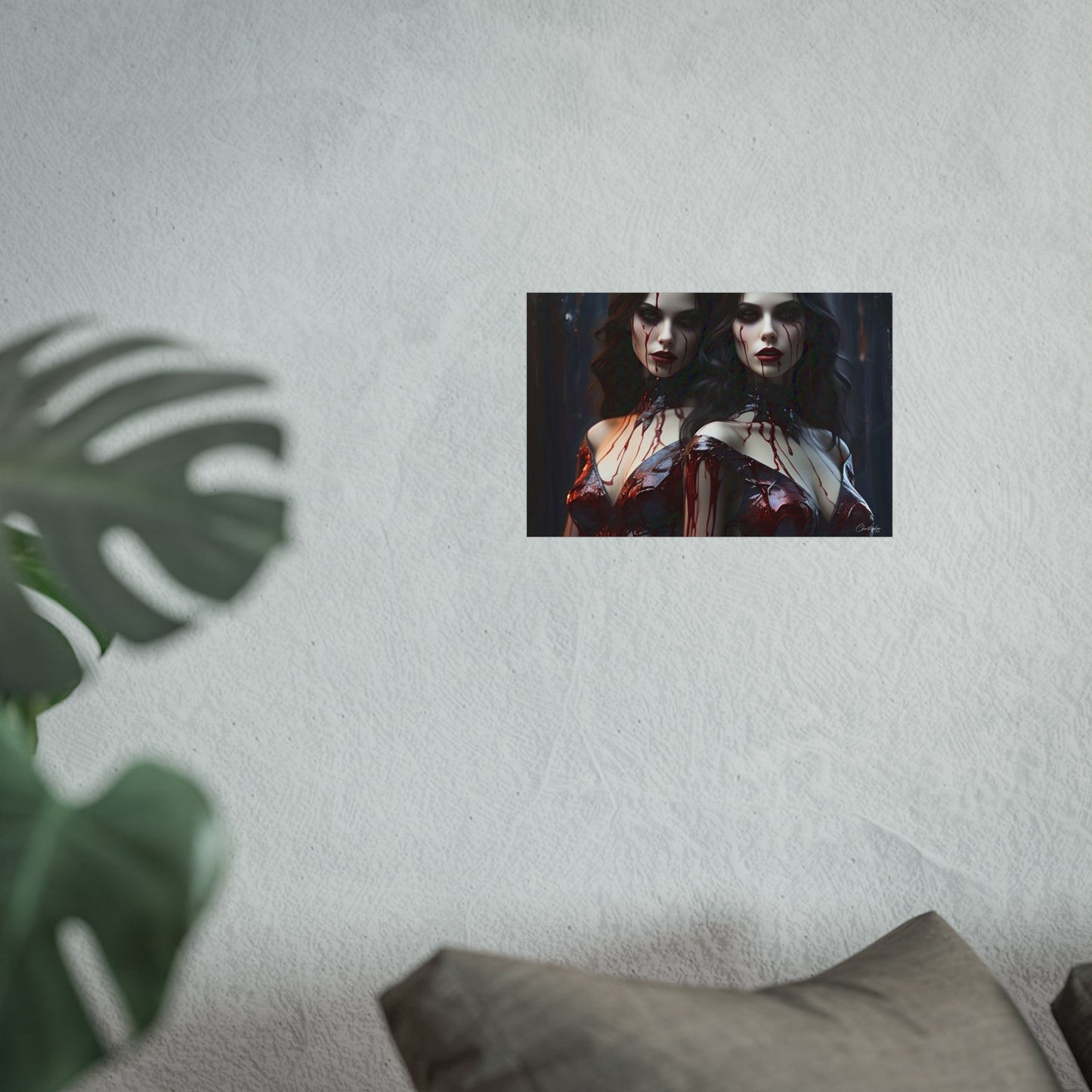 Vampire Sisters Fine Art Poster, Gothic Wall Art, Spooky Decor, Horror Home Decor, Blood Art Print, Dark Aesthetic Print