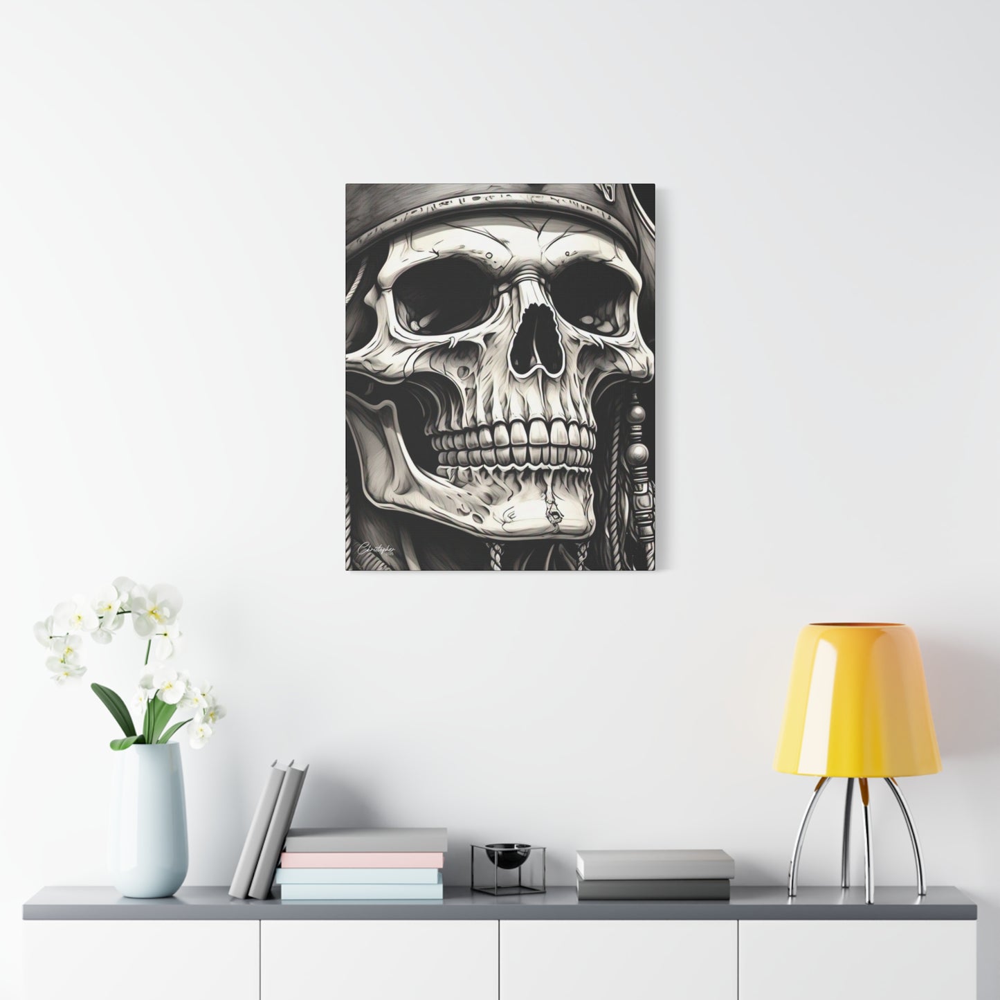 Pirate Skull Canvas Art - Edgy Gothic Decor, Wall Art for Halloween, Gothic Home Decor, Pirate Theme, Gift for Him
