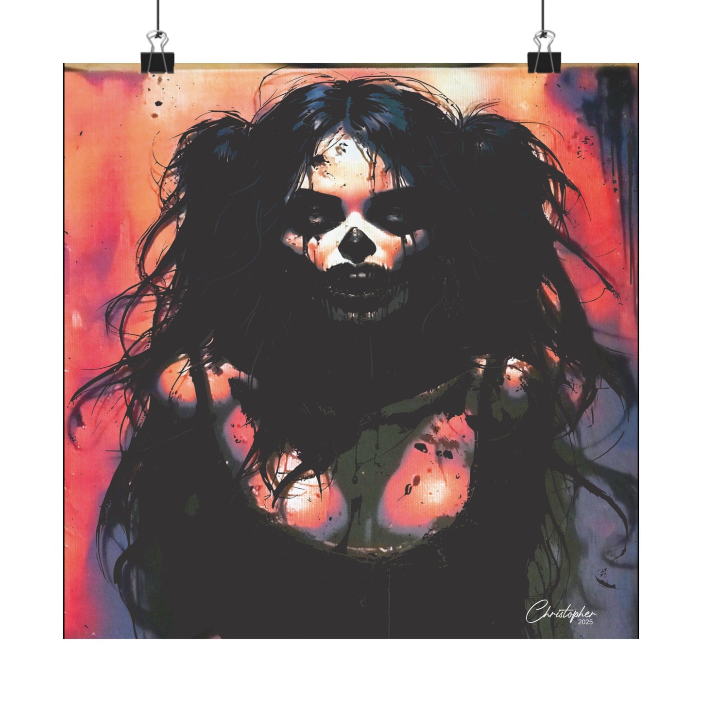 Laser Engraved Original Art Gothic Wall Art Poster, Edgy Home Decor, Alternative Aesthetic Prints, Halloween Decor, Unique Gift Idea