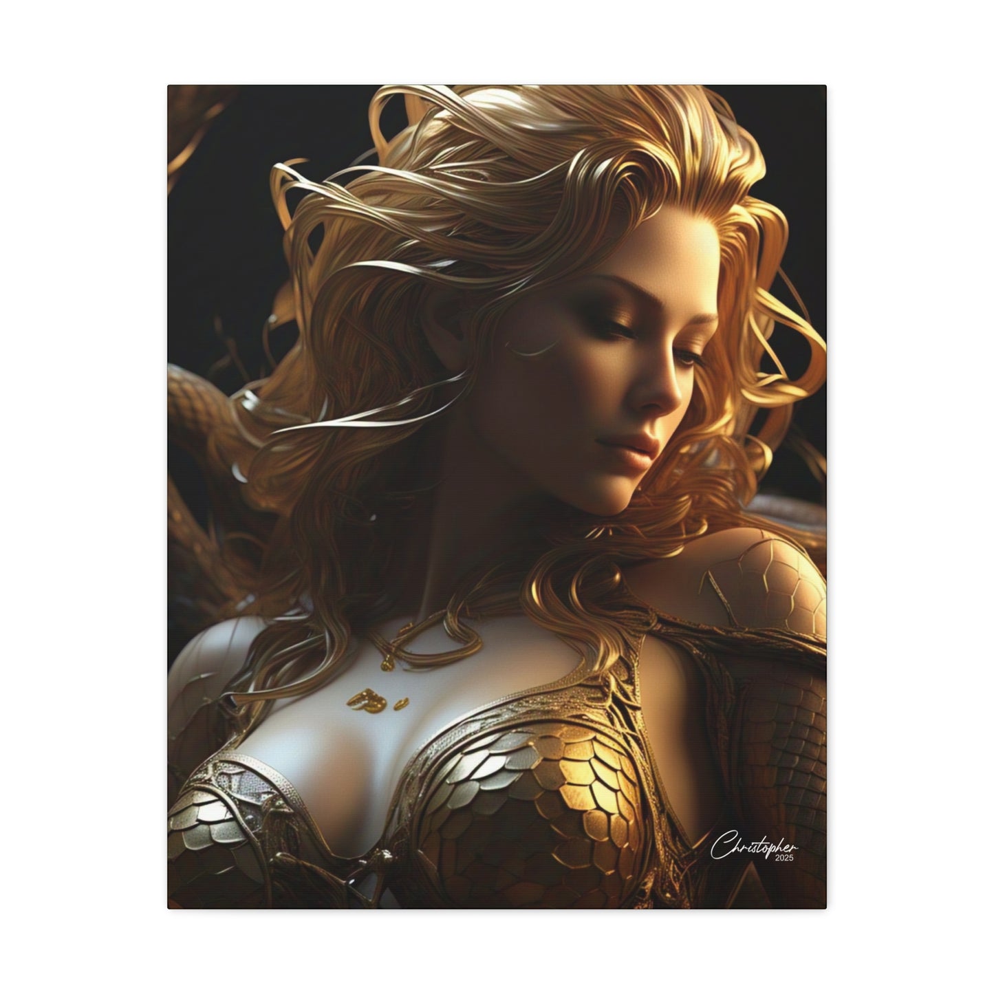Fantasy Art Canvas Print - Serpent Goddess Home Decor