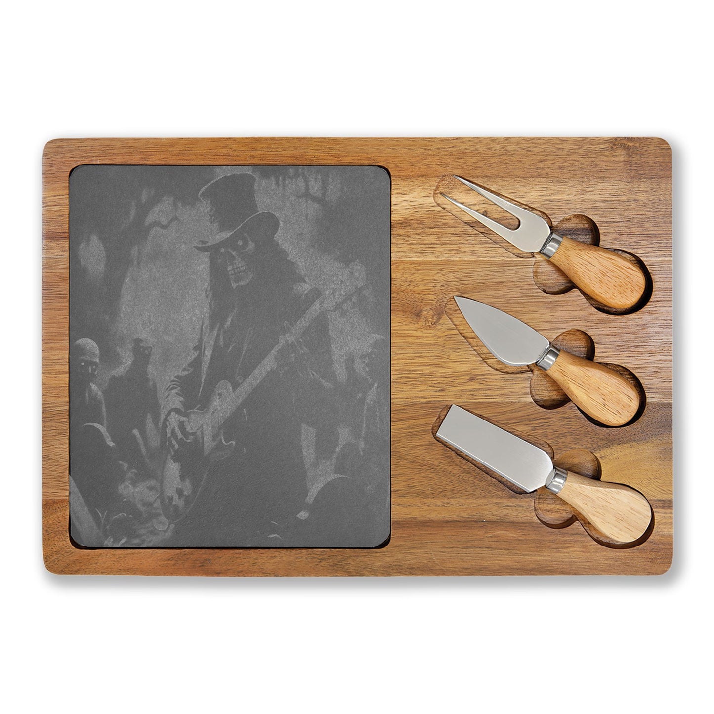 Engraved Pied Piper of the Dead Slate Charcuterie Board