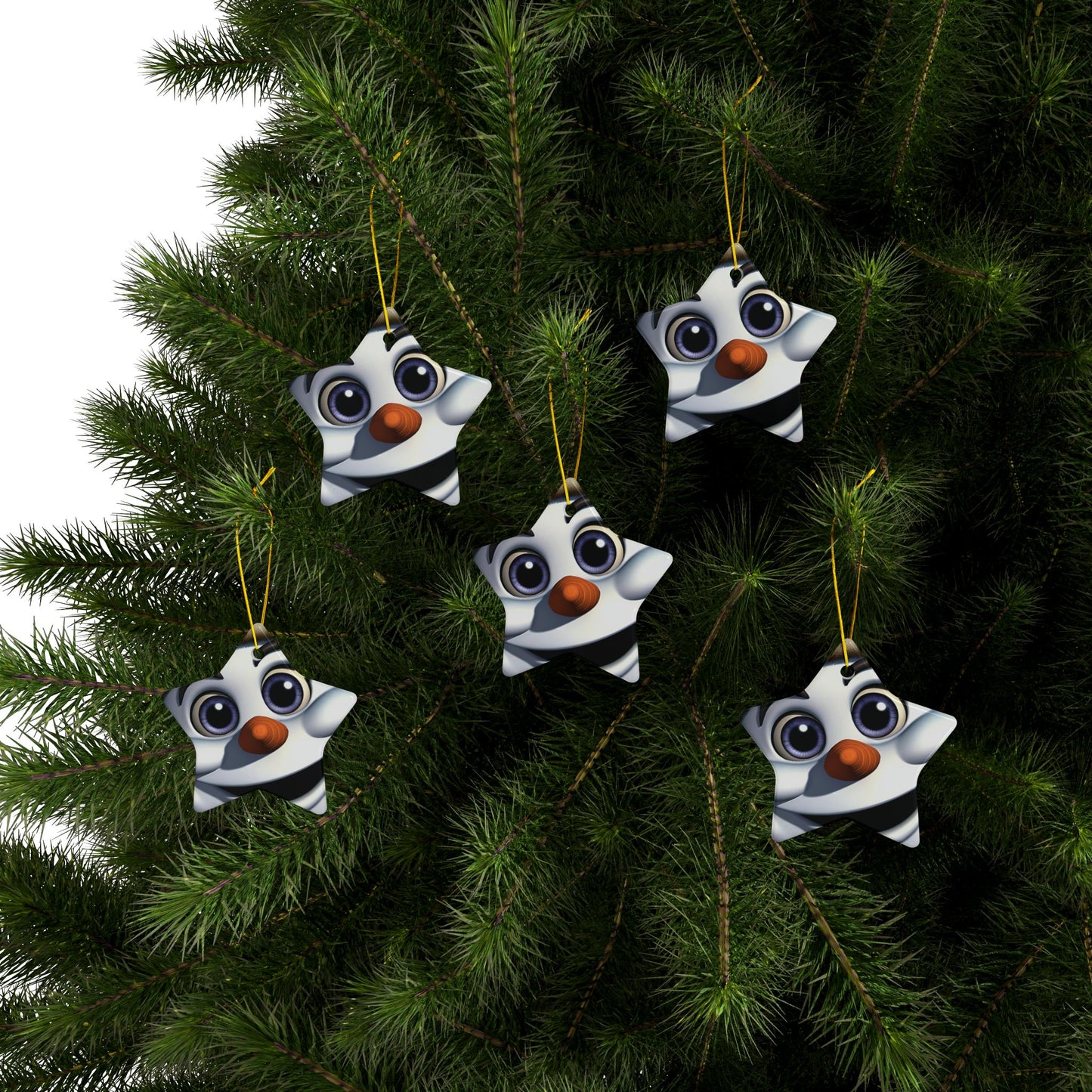 Snowman Face Ceramic Ornament — Cute Holiday Tree Decoration, Double-Sided