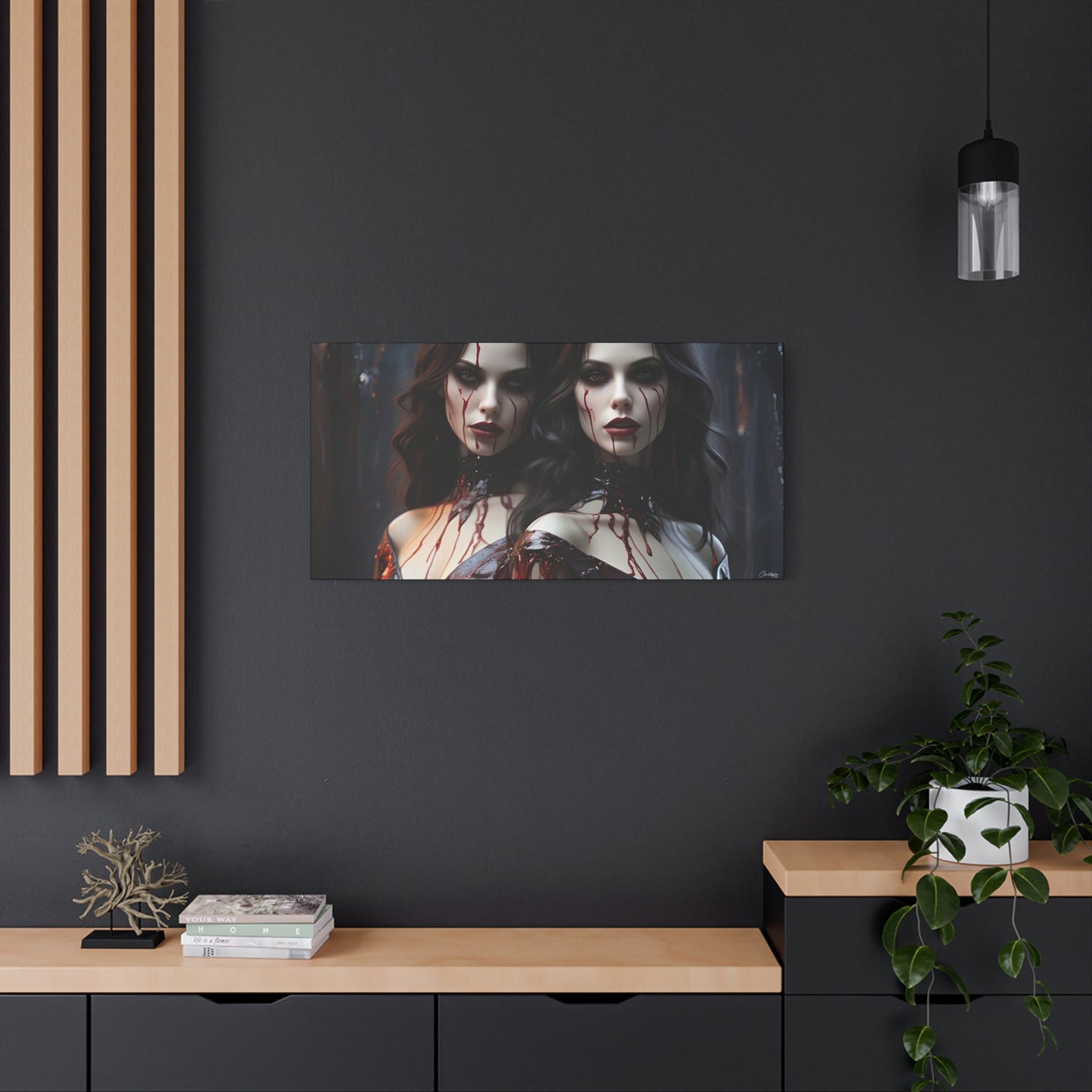 Gothic Vampire Canvas Art, Wall Decor, Horror Artwork, Halloween Home Decor, Spooky Room Accent, Unique Gift Idea