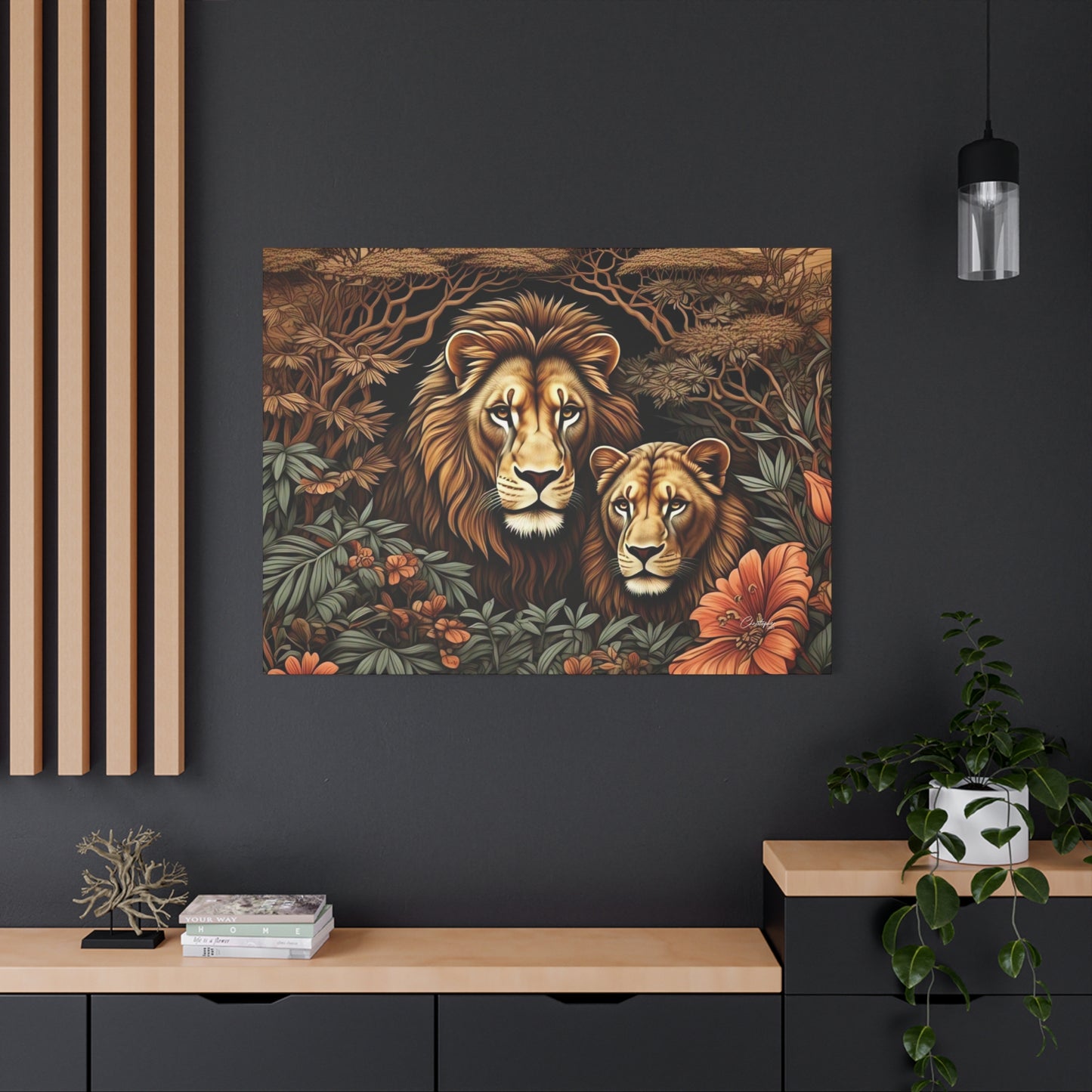Majestic Lion Family Canvas Wall Art, Animal Lovers Decor, Wildlife Home Accent, Gift for Nature Enthusiasts, Meaningful Family Art