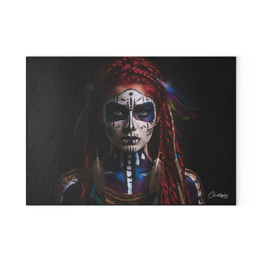 Artistic Glass Cutting Board - Ethnic Goddess Design