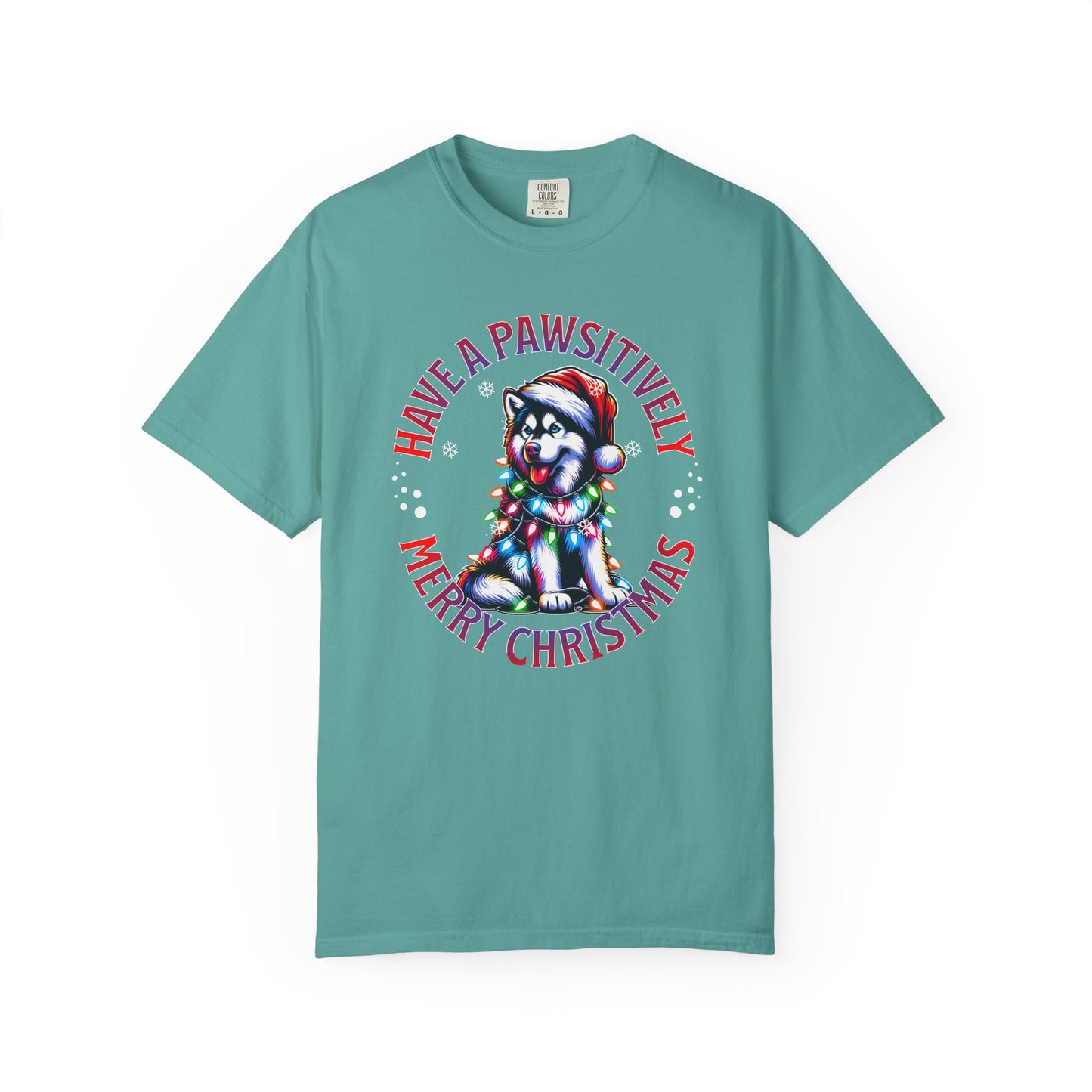 Christmas Husky T-Shirt — "Have a Paws-itively Merry Christmas" Holiday Tee