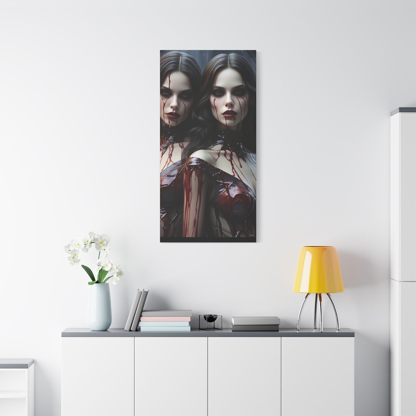 Gothic Vampire Canvas Art, Wall Decor, Horror Artwork, Halloween Home Decor, Spooky Room Accent, Unique Gift Idea