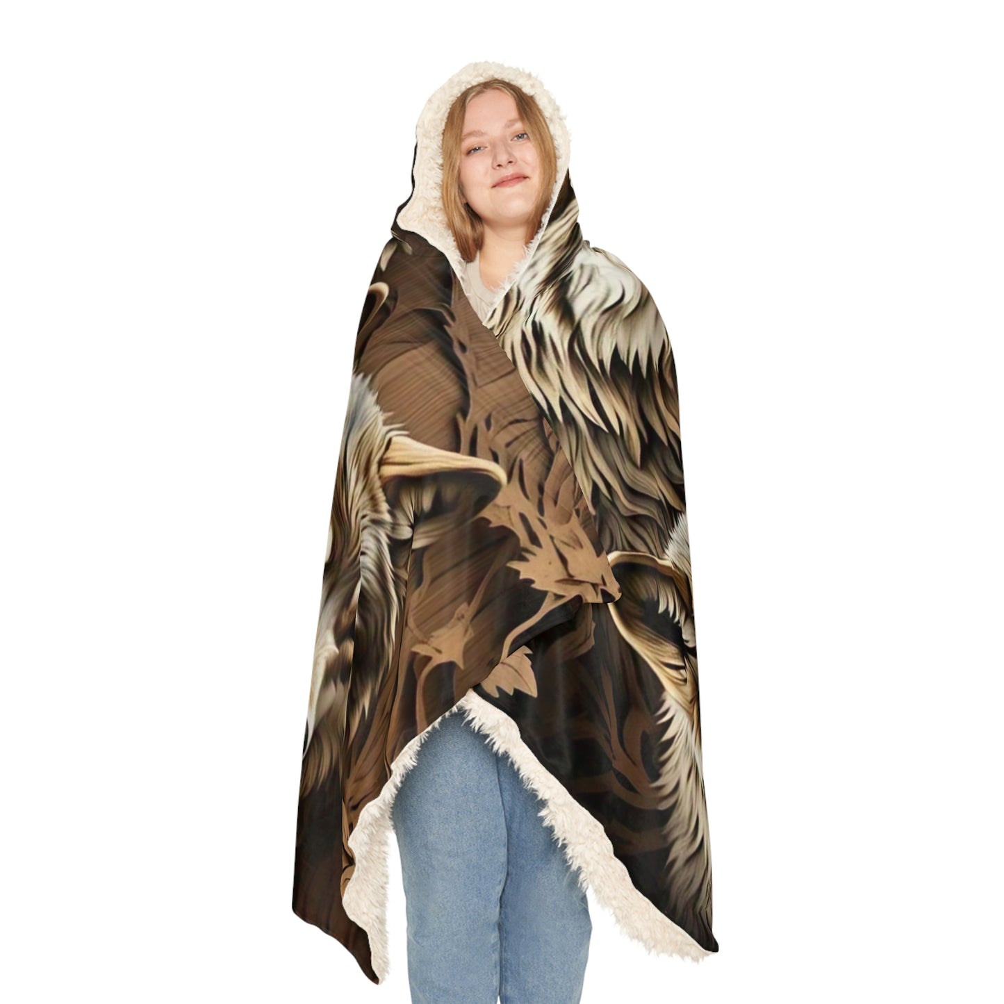 Cozy Wolf Snuggle Blanket with Hood, Warm Throw for Camping, Home Decor, Gift for Nature Lovers, Chill Nights, Cozy Winter