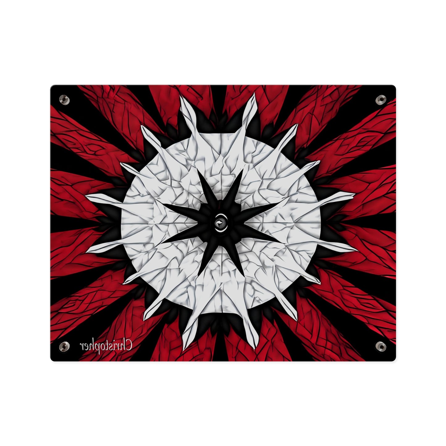 Red & Black Mandala Acrylic Wall Art Panel — Personalized Name Option