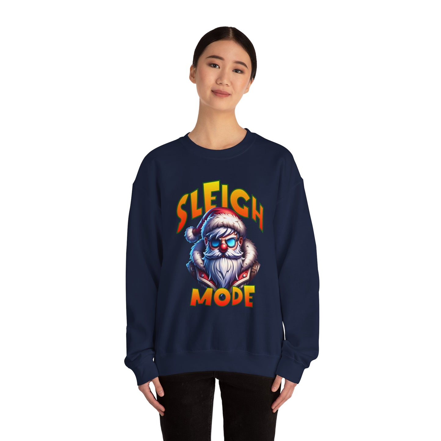 Sleigh Mode Sweatshirt — Cool Santa Graphic Holiday Crewneck