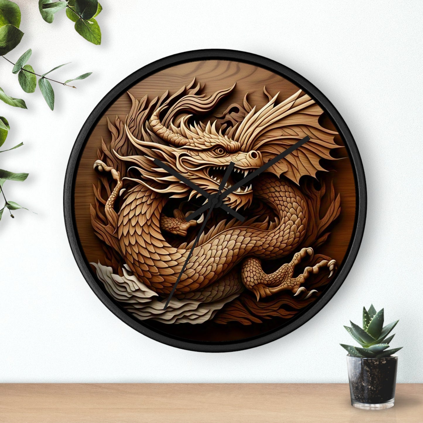 Dragon Carved Wall Clock, Fantasy Home Decor, Unique Gift for Him, Asian Art Clock, Dragon Clock for Festival Decoration