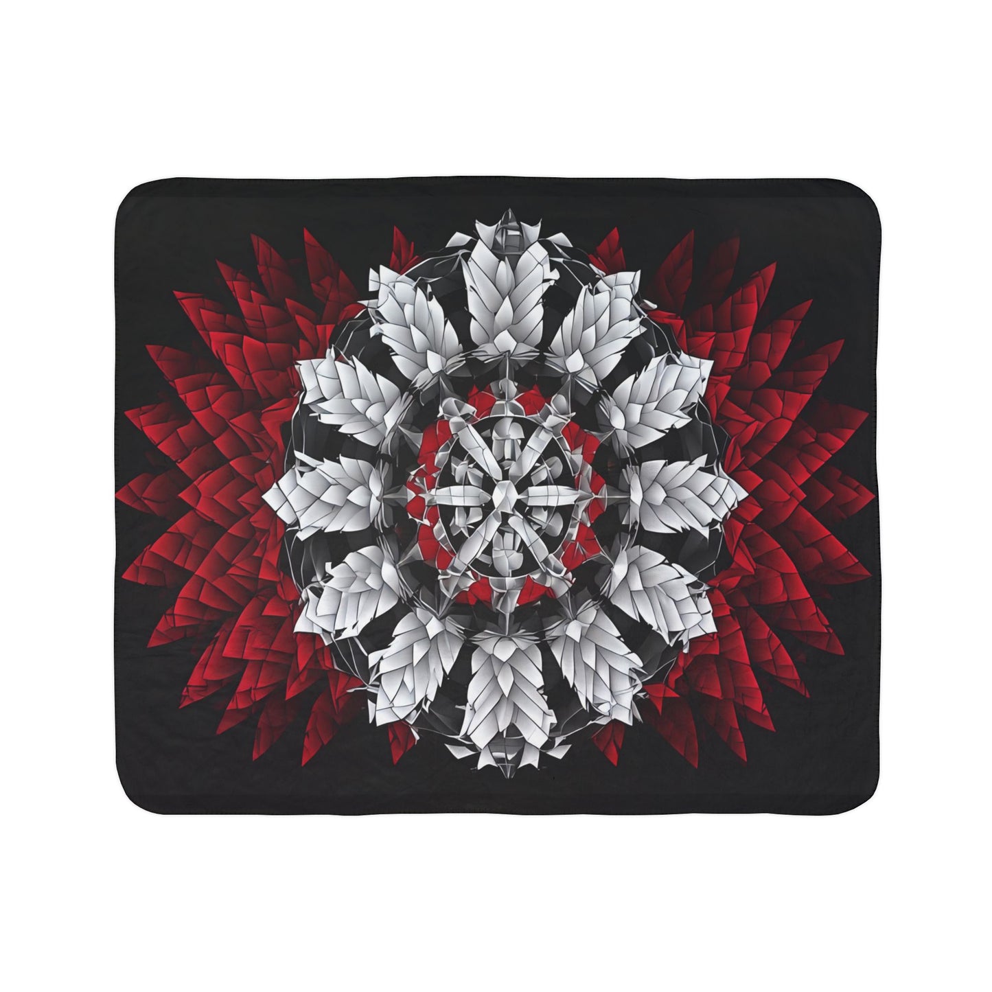 Red & White Mandala Fleece Sherpa Blanket