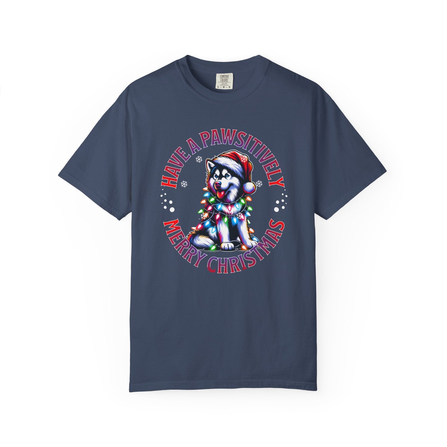 Christmas Husky T-Shirt — "Have a Paws-itively Merry Christmas" Holiday Tee