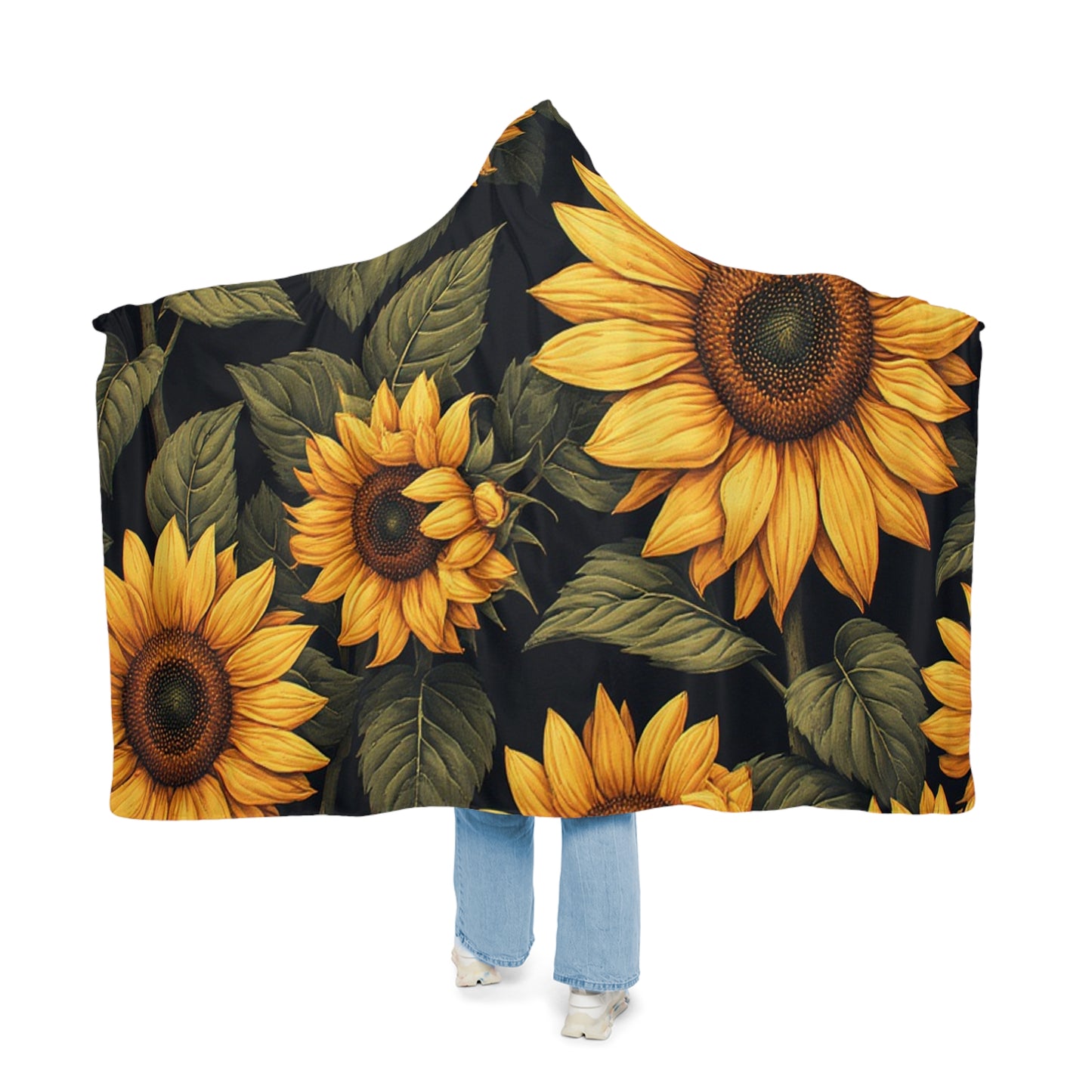 Sunflower Snuggle Blanket, Cozy Throw Blanket, Warm Fleece Wrap, Gift for Her, Home Decor for Fall